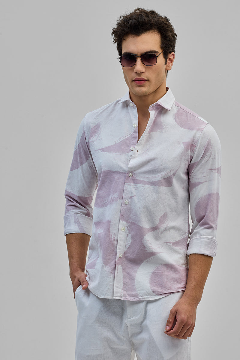 SNITCH Lilac Abstract Slim FIt Shirt