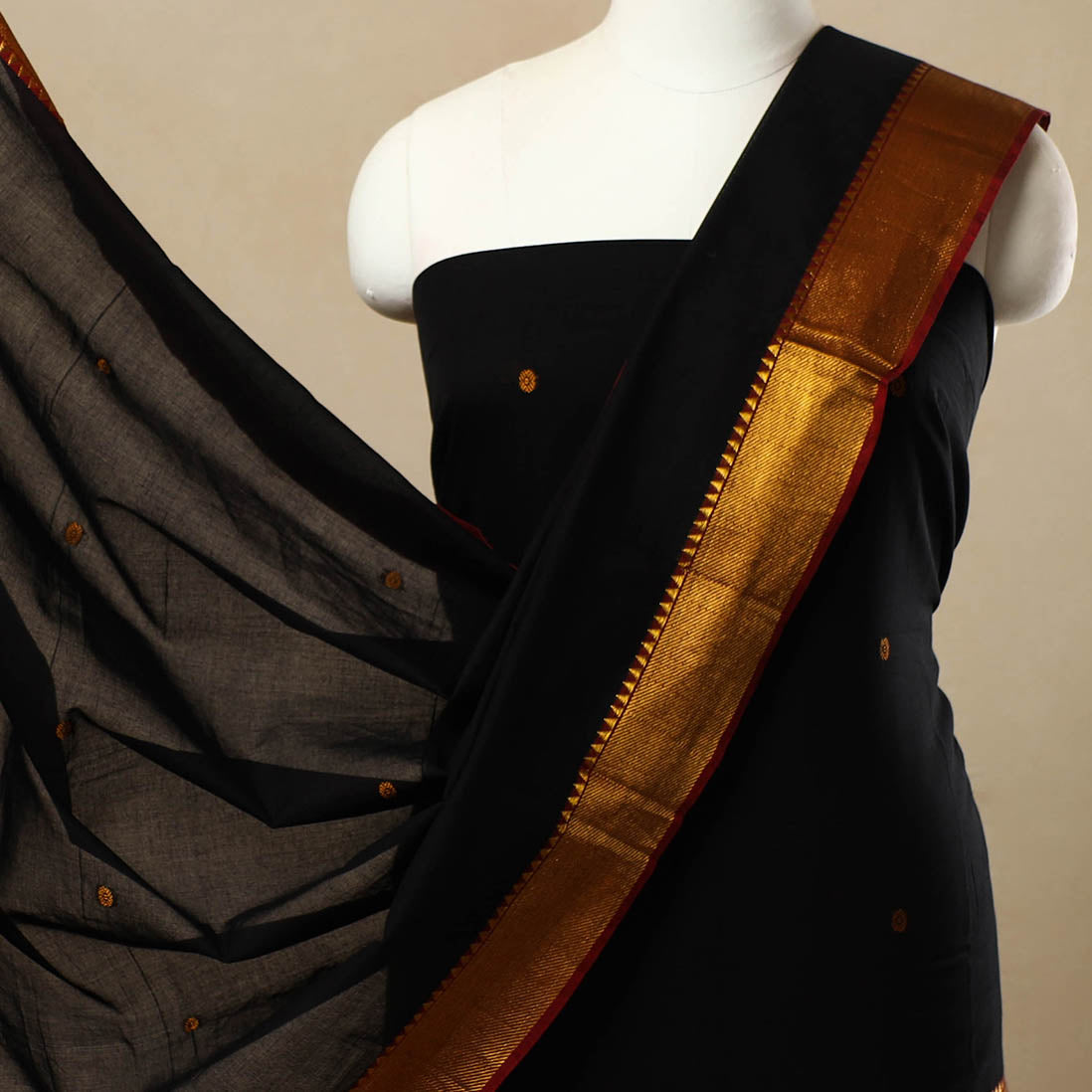 SOUTH KARGHA Black - 3pc Mercerised Cotton Dharwad Dress Material 19 - view 3