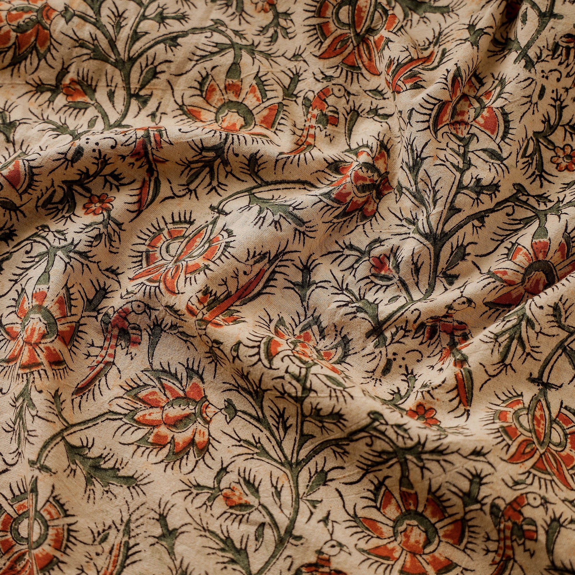 PITCHUKA SRINIVAS KALAMKARI PEDANA Beige - Pedana Kalamkari Block Printed Cotton Fabric - view 2
