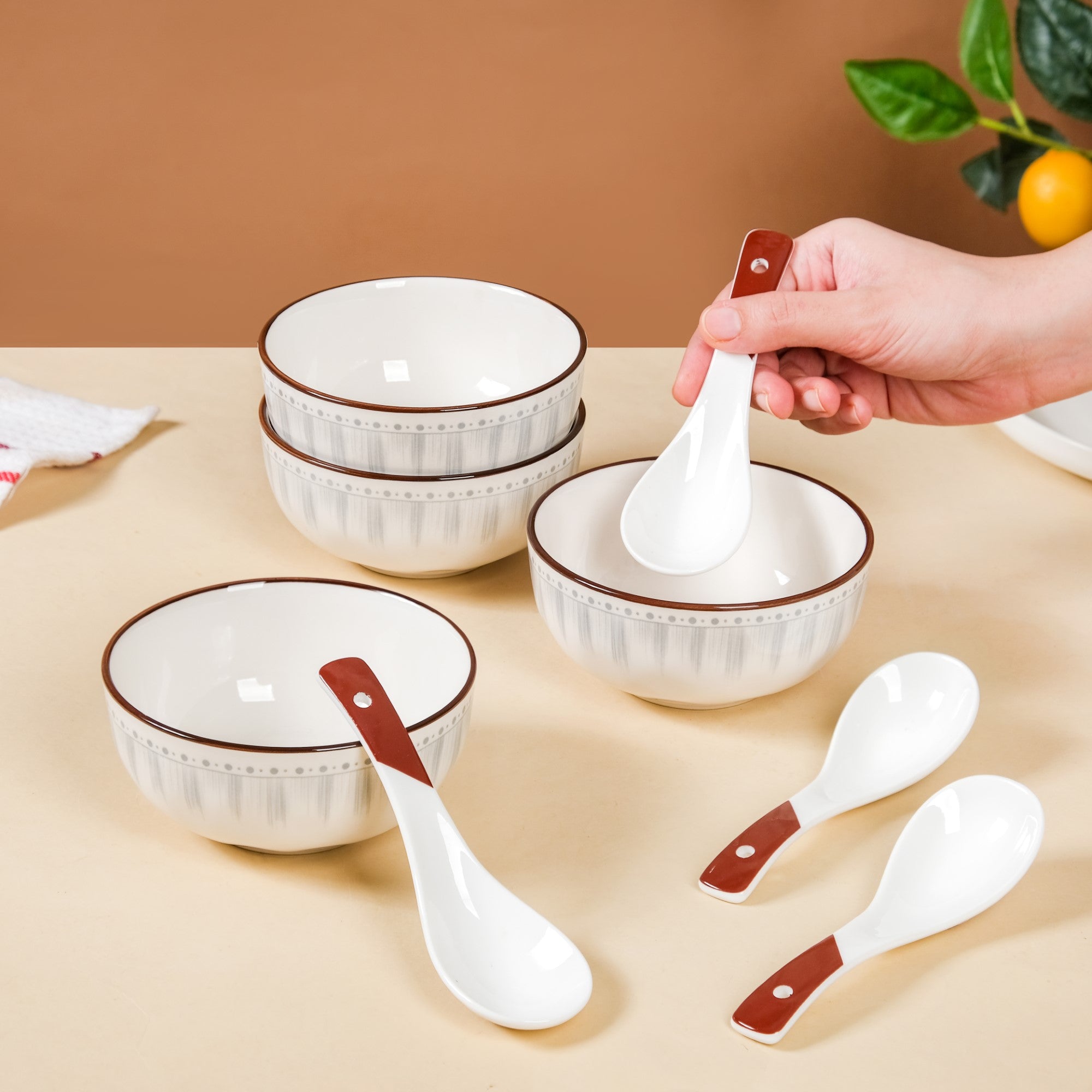 Nestasia Dainty Dessert Bowl And Soup Spoon Set Of 8 250ml - view 2