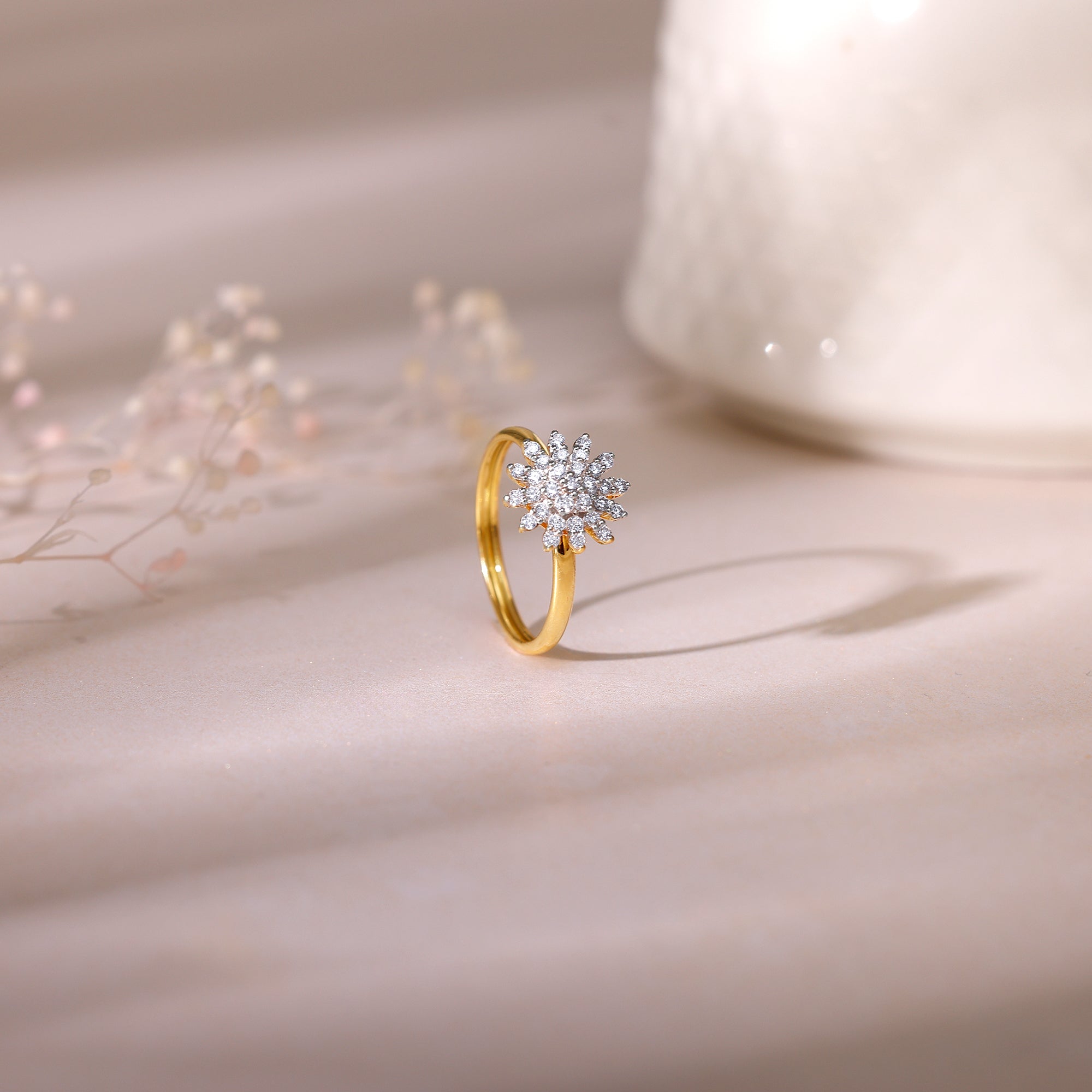 GIVA Jewellery Gold Sunflower Radiance Diamond Ring - view 2