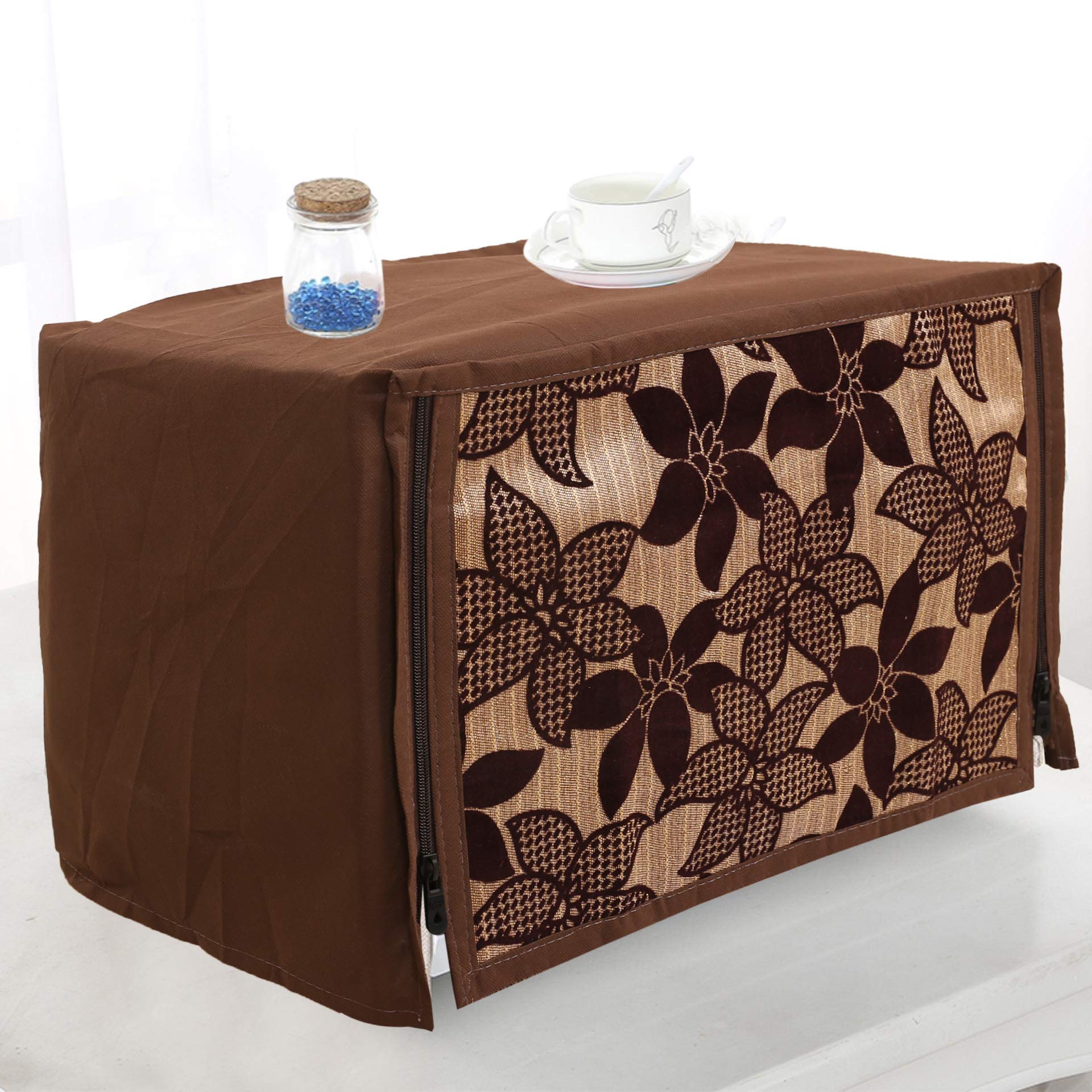 Heart Home Velvet Flower Printed Microwave Oven Cover, Dustproof Machine Protector Cover,25 LTR. (Brown)-HS43HEARTH26060 - view 5