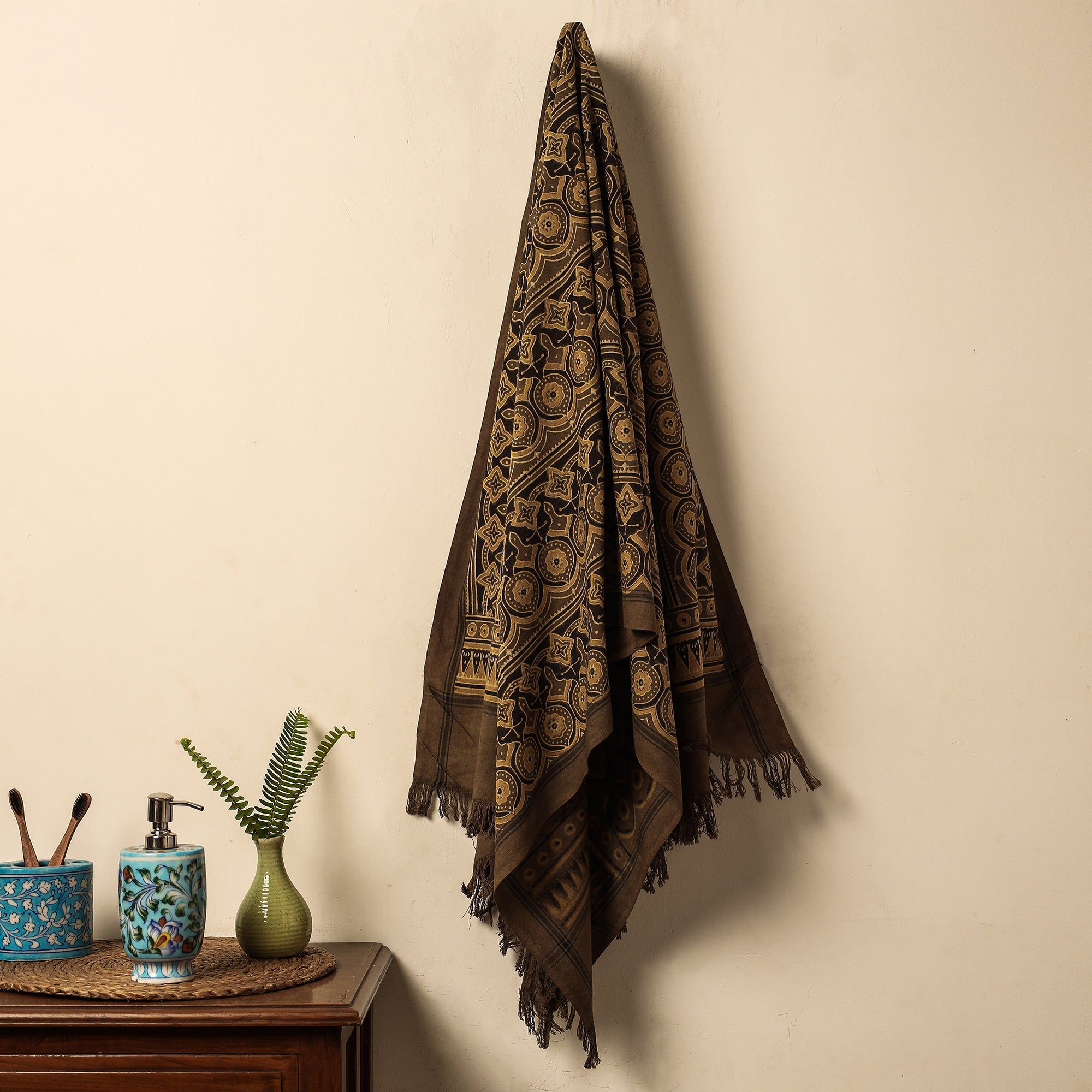 KACHCHH JI CHHAAP Brown - Block Print Cotton Ajrakh Handloom Towel