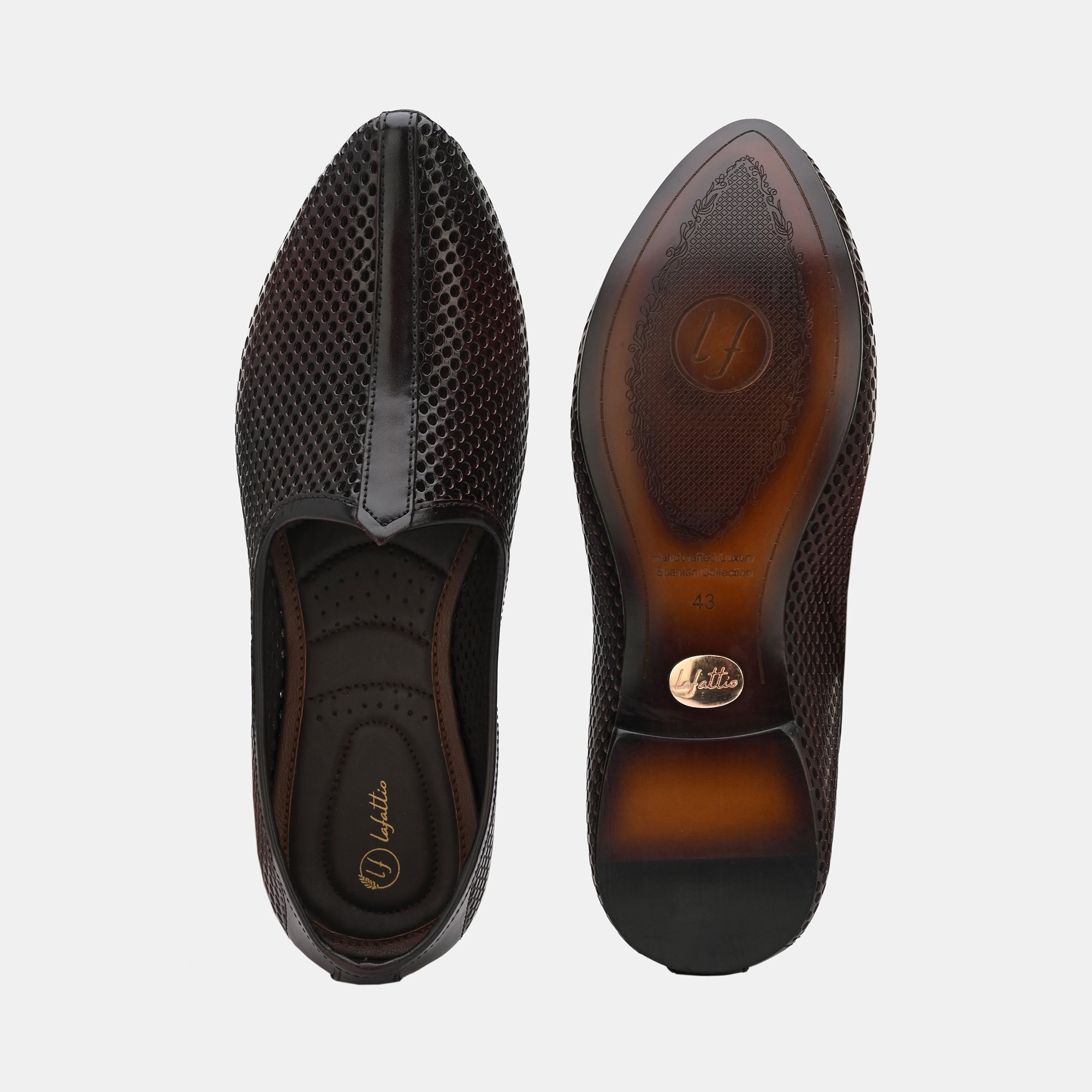 Brown Perforated Ethnic Jooti by Lafattio - view 4