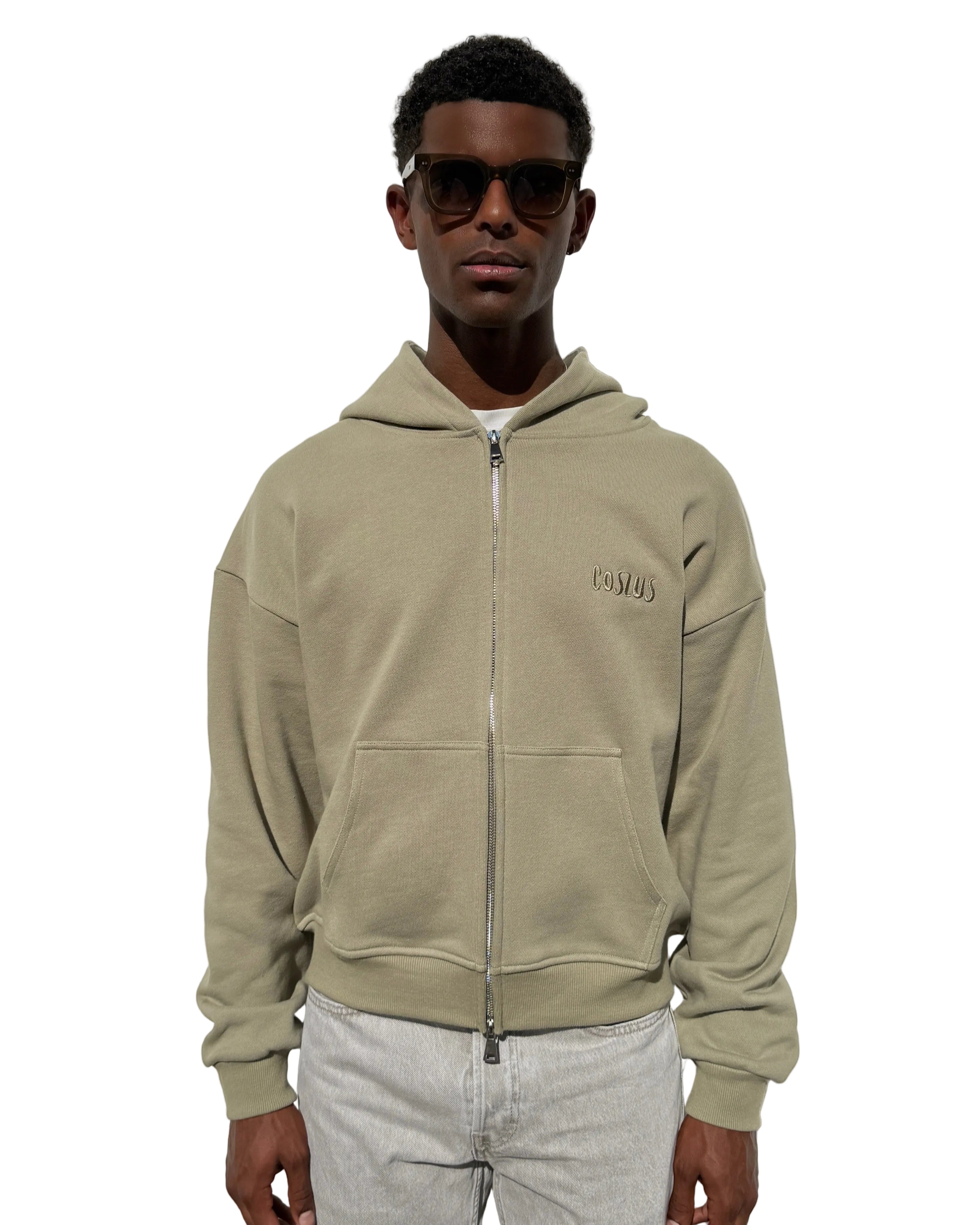Coszus Embroidered Sage Zip-Up Hoodie - view 2