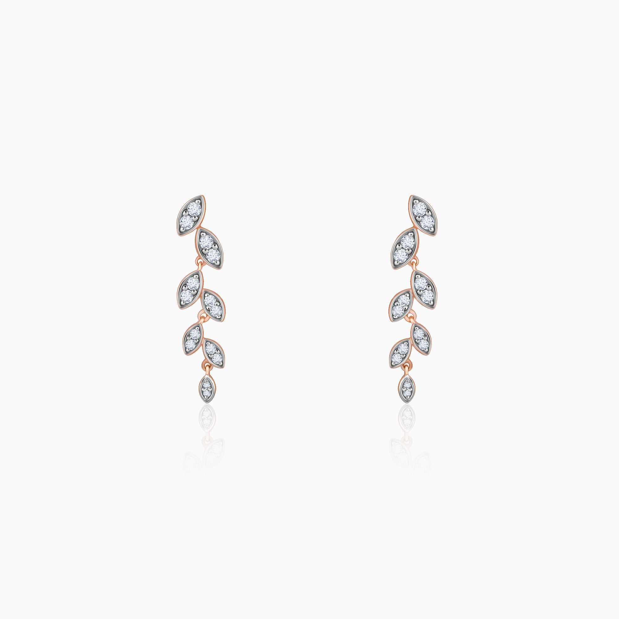 GIVA Jewellery Rose Gold Cascade Diamond Earrings