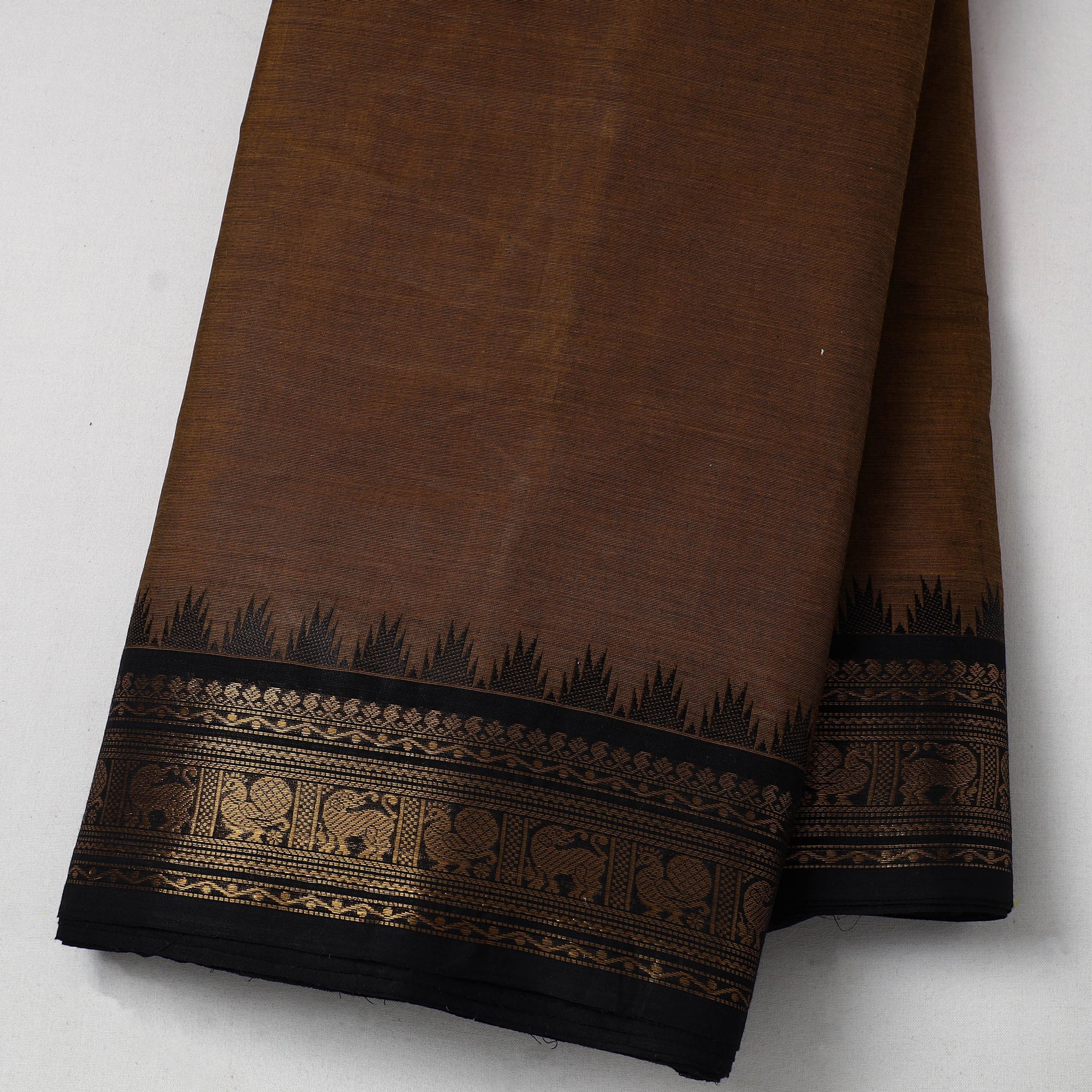 SOUTH KARGHA Brown - Cotton Kanchipuram Fabric with Thread Border 20 - view 2