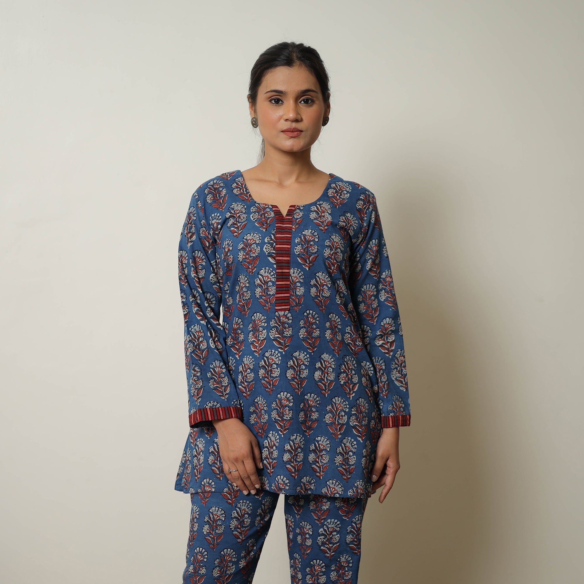 ITOKRI CASUALS Blue - Block Printed Cotton Bagru Co-Ord Set 14
