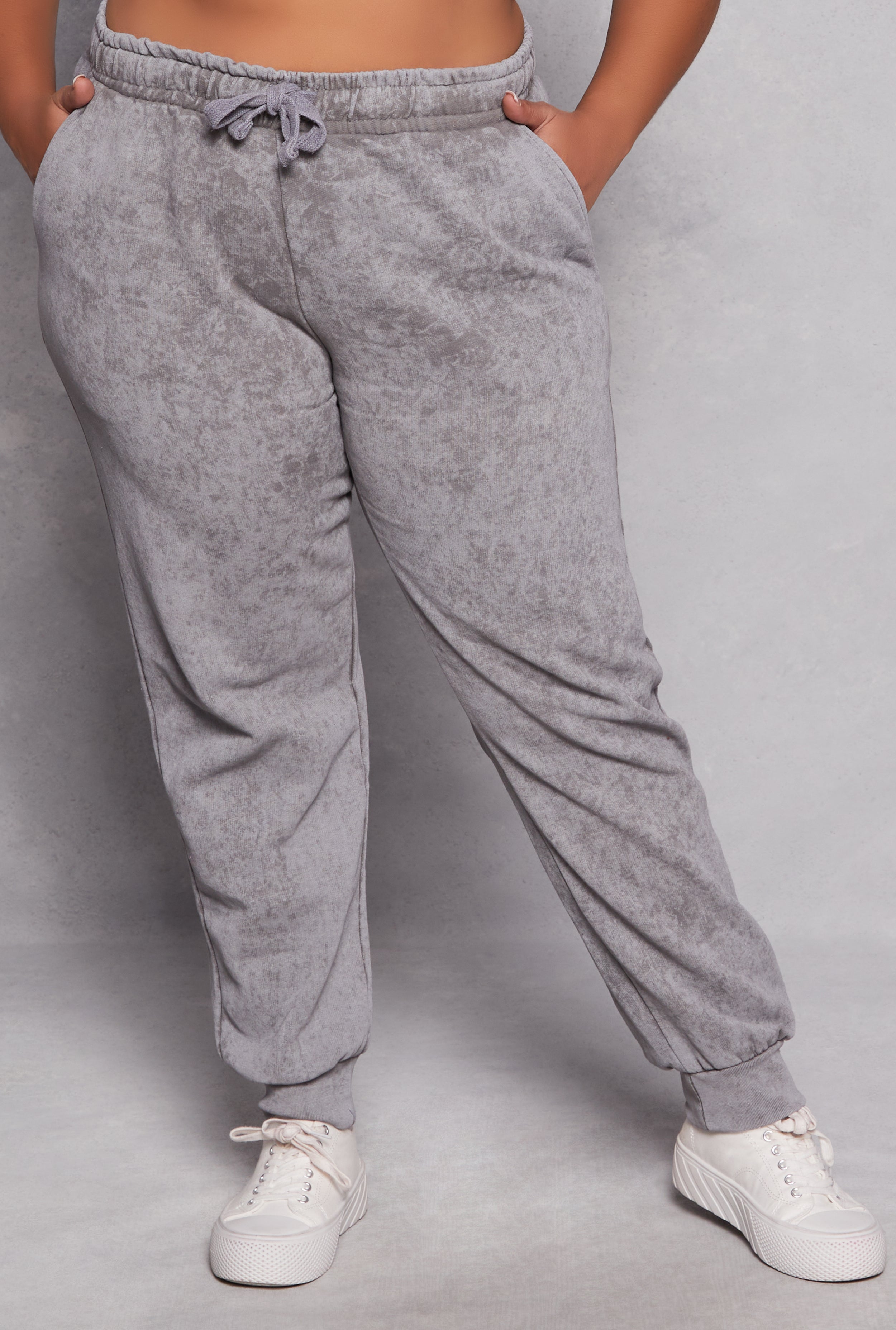 Rainbow Shops Plus Size Acid Wash Drawstring Joggers - view 2
