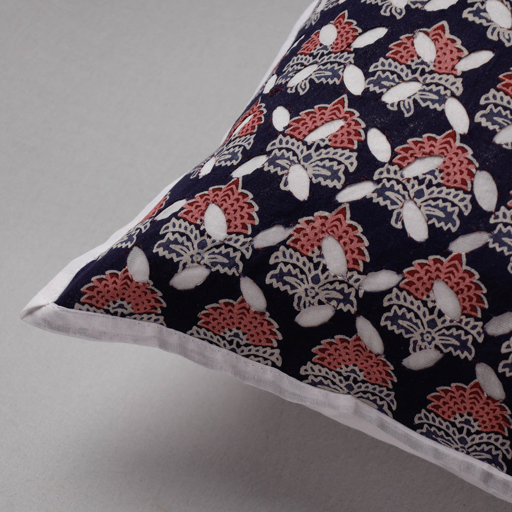 SHADES OF MARUDHARA Black - Cutwork Cotton Applique Cushion Cover (16 x 16 in) - view 2
