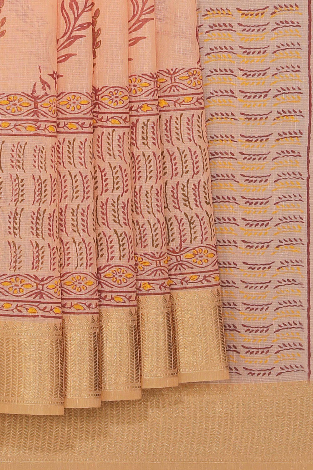 Kalanjali Ethnics Hand block printed saree – Women's, PEACH - view 2