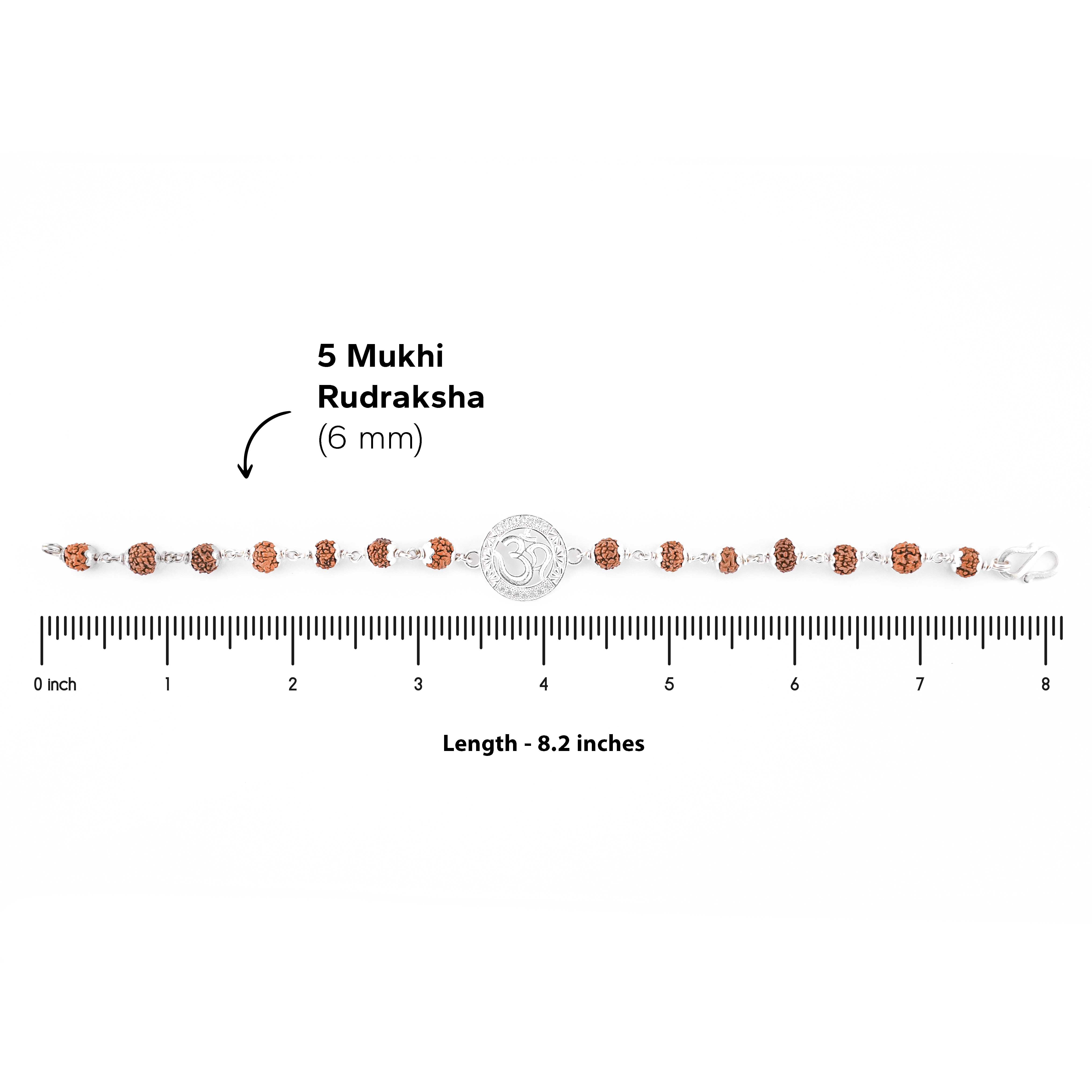 Prinjal Jewellers Rudraksha Silver bracelet with Om Single Line for men - view 4