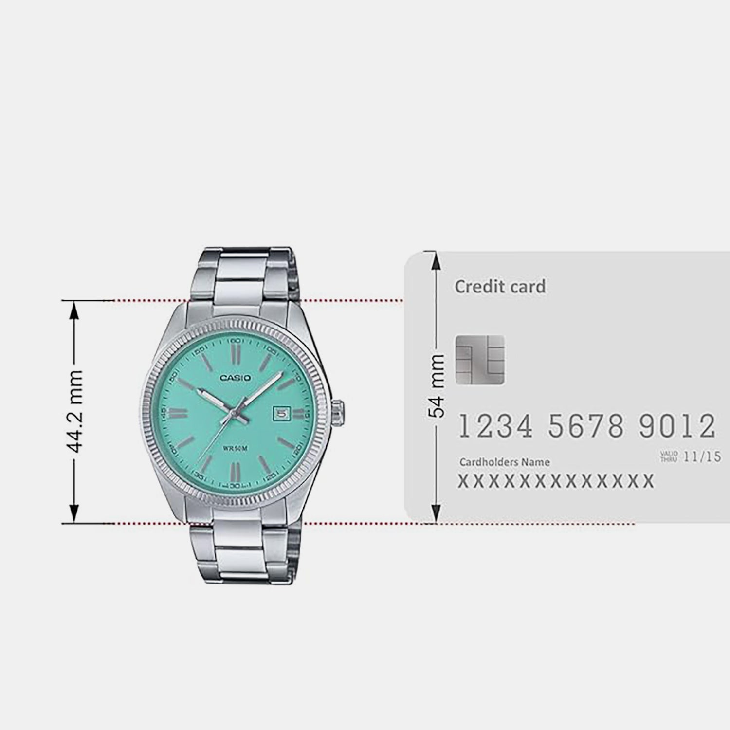Casio Enticer Men Quartz Turquoise Dial Analog Stainless Steel Watch A2225 - view 5