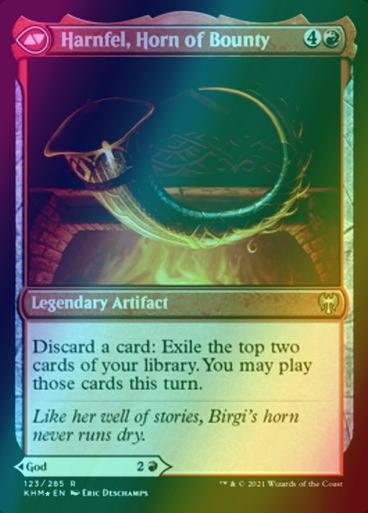 Magic Birgi, God of Storytelling // Harnfel, Horn of Bounty [Prerelease] [123s] [Kaldheim Promos] [Foil]