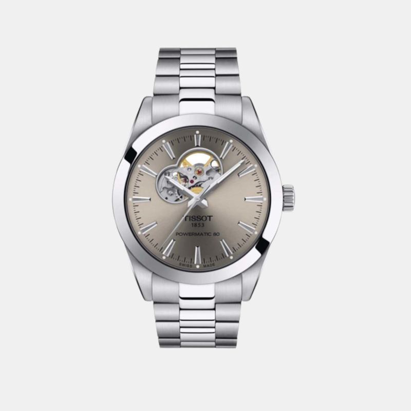 Tissot Gentleman Open Heat Men Automatic Rhodium Dial Analog Stainless Steel Watch T1274071108100