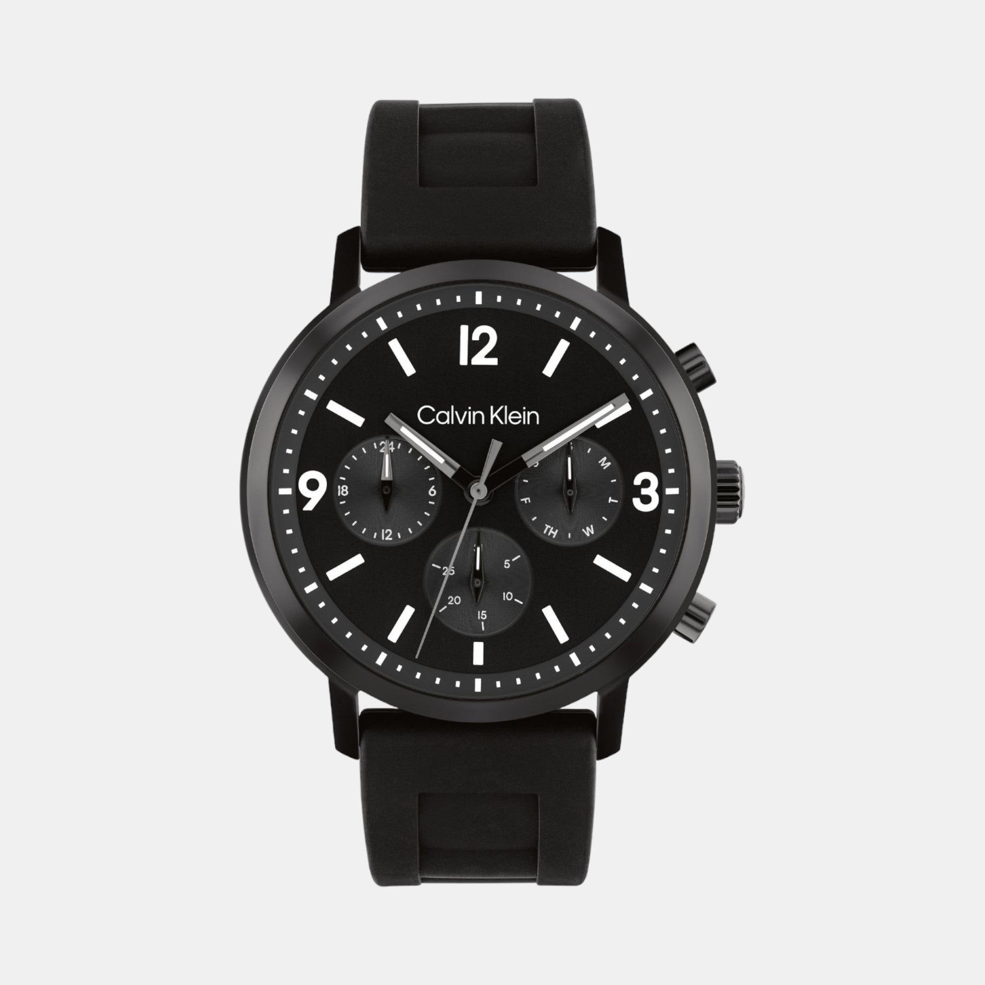 Calvin Klein Gauge Men Quartz Black Dial Chronograph Leather Watch 25200461