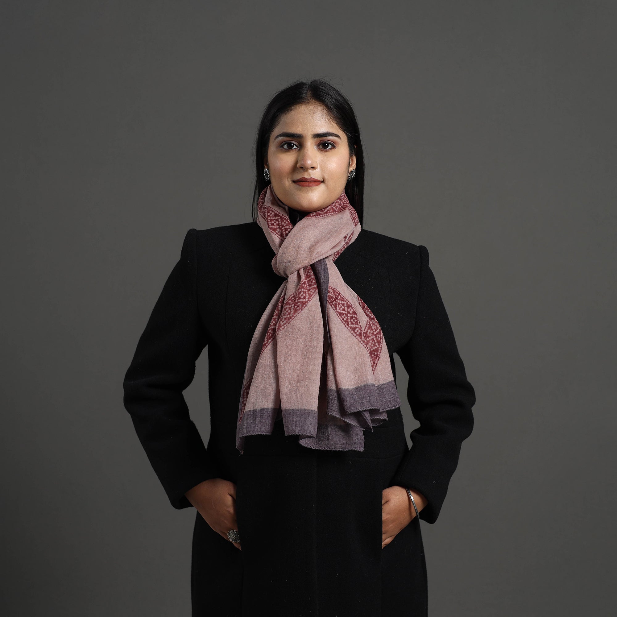 BAGH PRINTS BY MOHAMMED BILAL KHATRI Brown - Bagh Hand Block Printed Merino Woollen Stole 40 - view 2