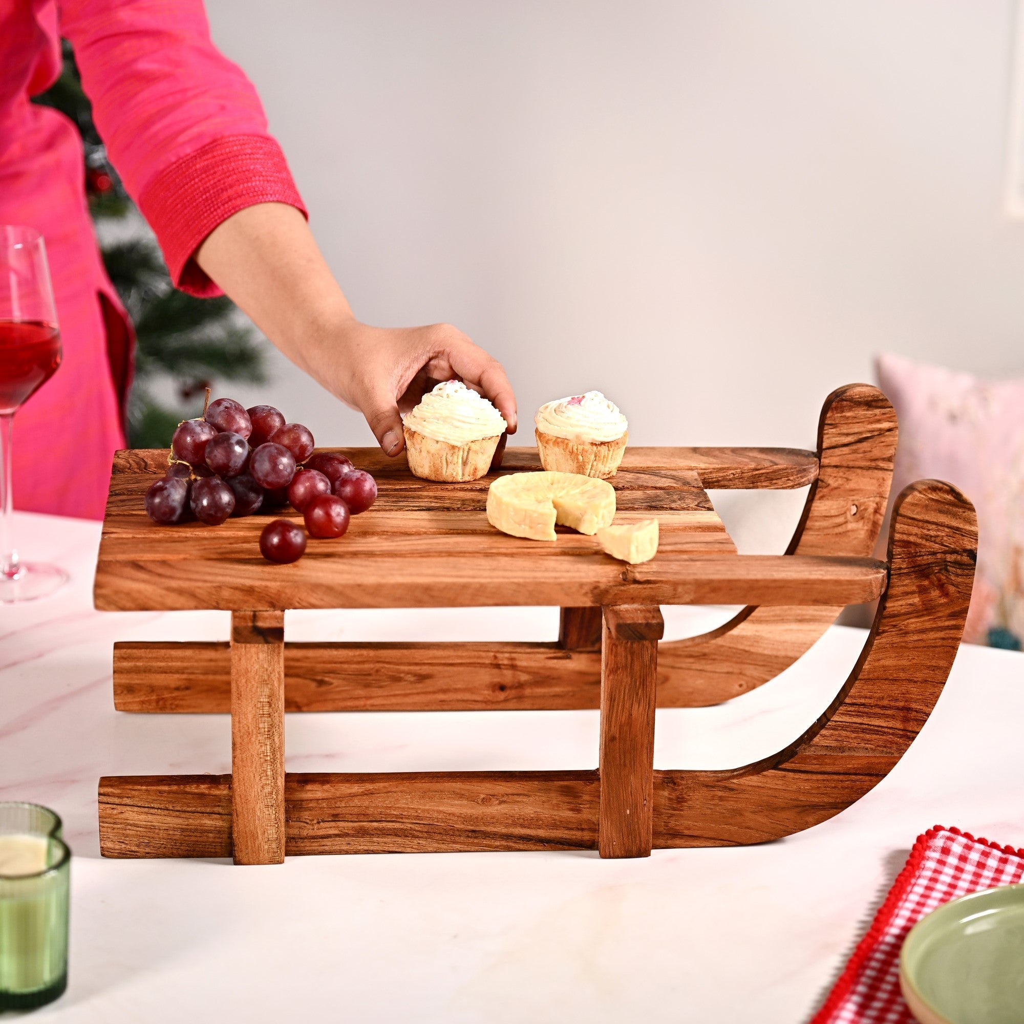 Nestasia Sledge Acacia Wood Serving Platter Riser - view 3