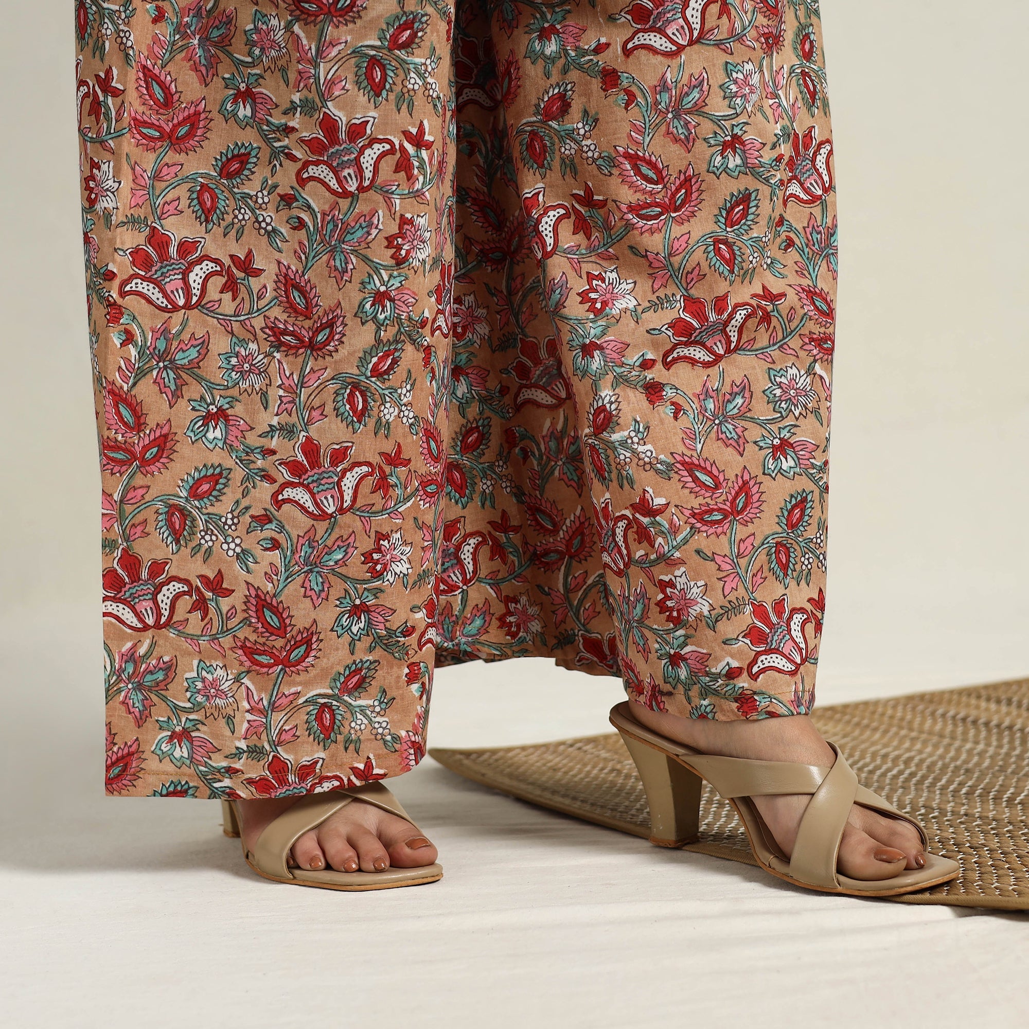 ITOKRI CASUALS Brown - Block Print Cotton Flared Sanganeri Kurta Set 04 - view 6