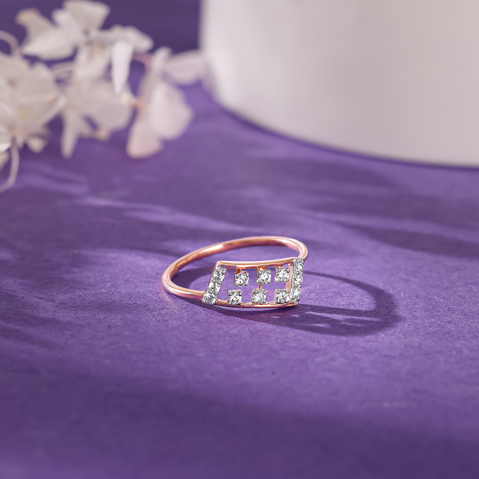 GIVA Jewellery Rose Gold Glimmer Diamond Ring - view 2
