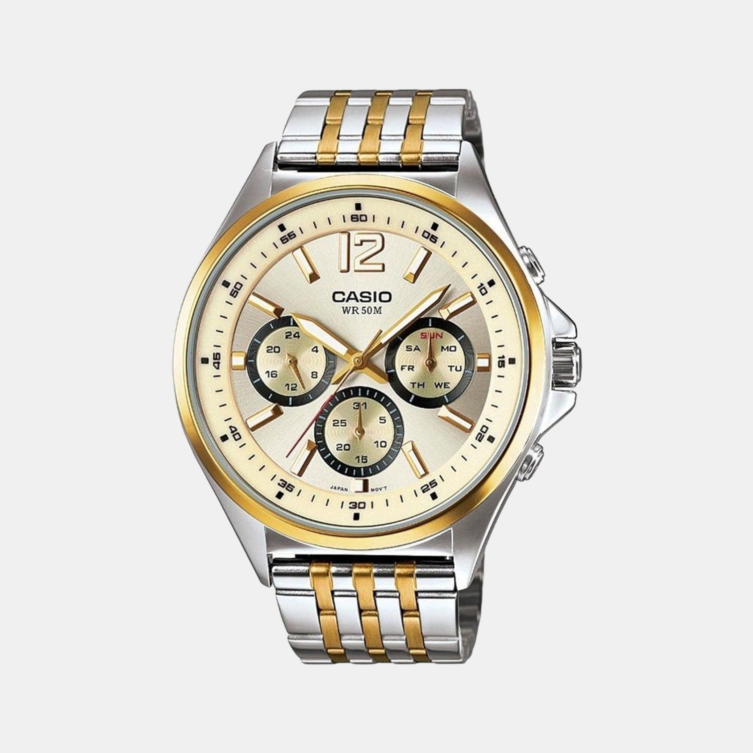 Casio Enticer Men Quartz White Dial Chronograph Stainless Steel Watch A960