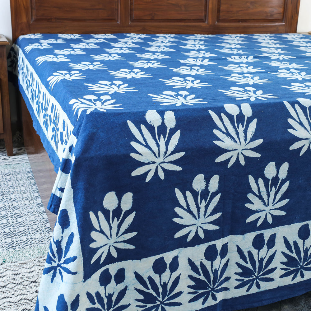 BINDAAS UNLIMITED Blue - Block Art Print Cotton Double Bindaas Bed Sheet (110 x 93 in) - view 3
