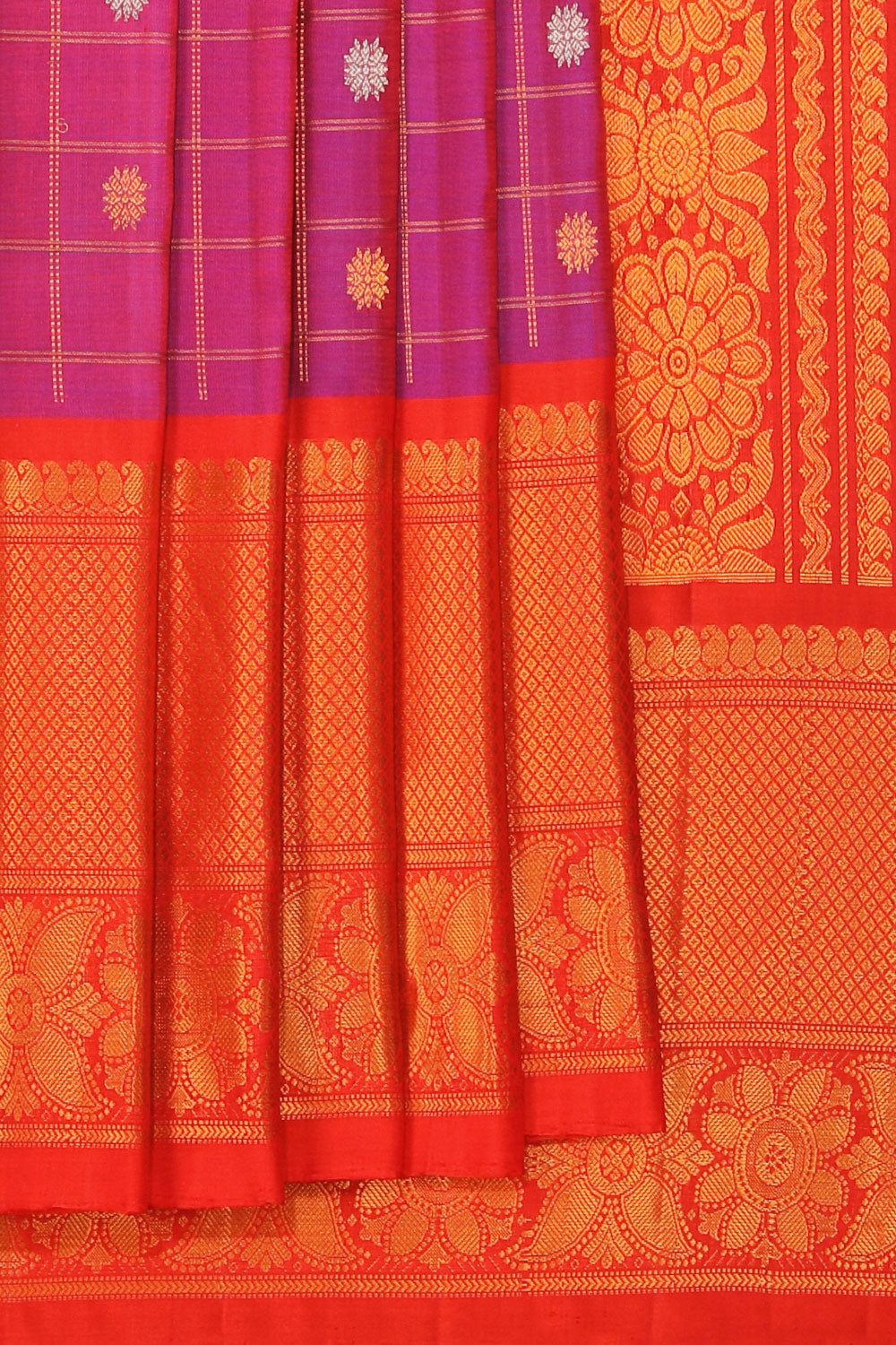 Kalanjali Gadwal Silk Violet Saree – Women's