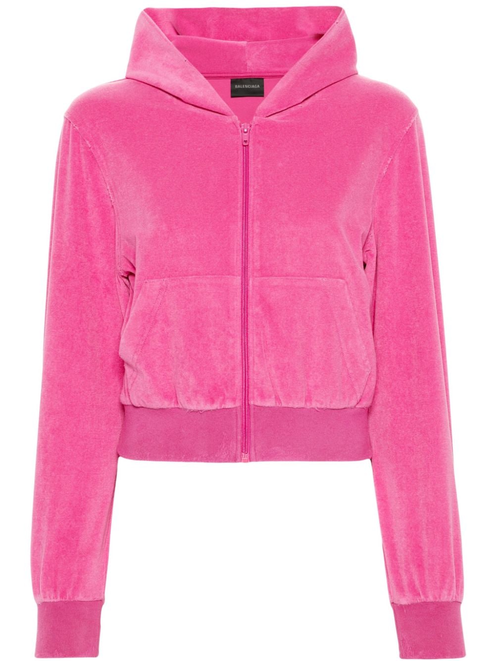 Balenciaga Rhinestone-logo zipped hoodie – Cotton 68% Polyester 32%