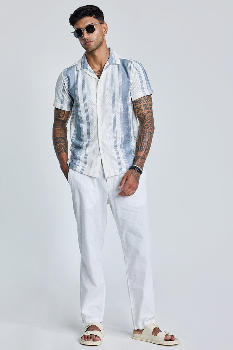 SNITCH Light Blue Stripes Crochet Shirt - view 3