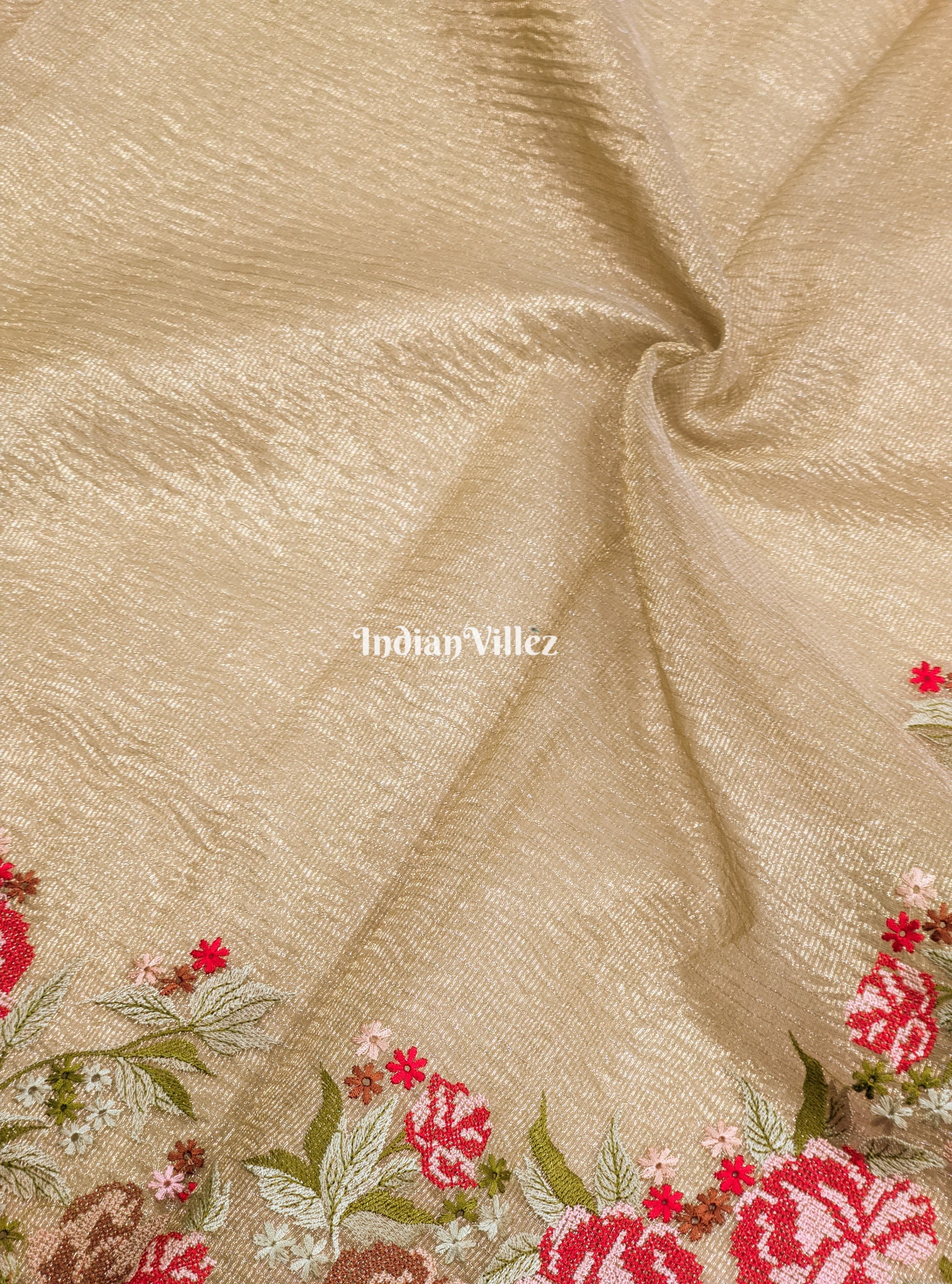 IndianVillèz Green Dual Tone Zari Woven Banarasi Tissue Saree - view 2