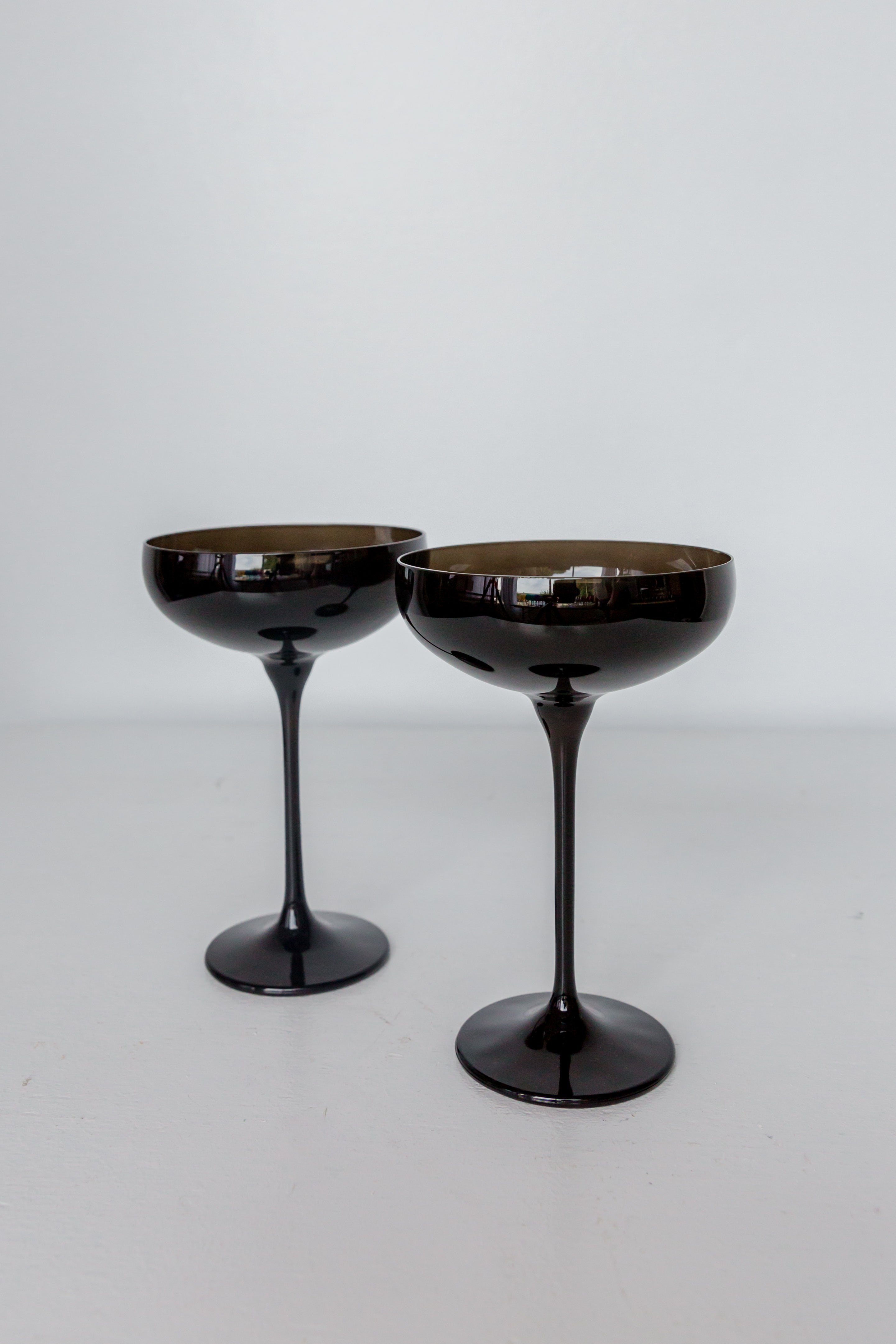 Estelle Colored Glass Estelle Colored Champagne Coupe Stemware - Set of 2 {Black Onyx}