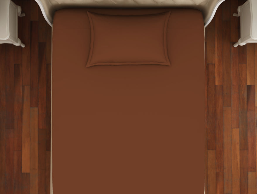 Spaces India Solid Sequoia - Dark Brown Cotton Rich Single Bedsheet - Raang By Welspun - view 3