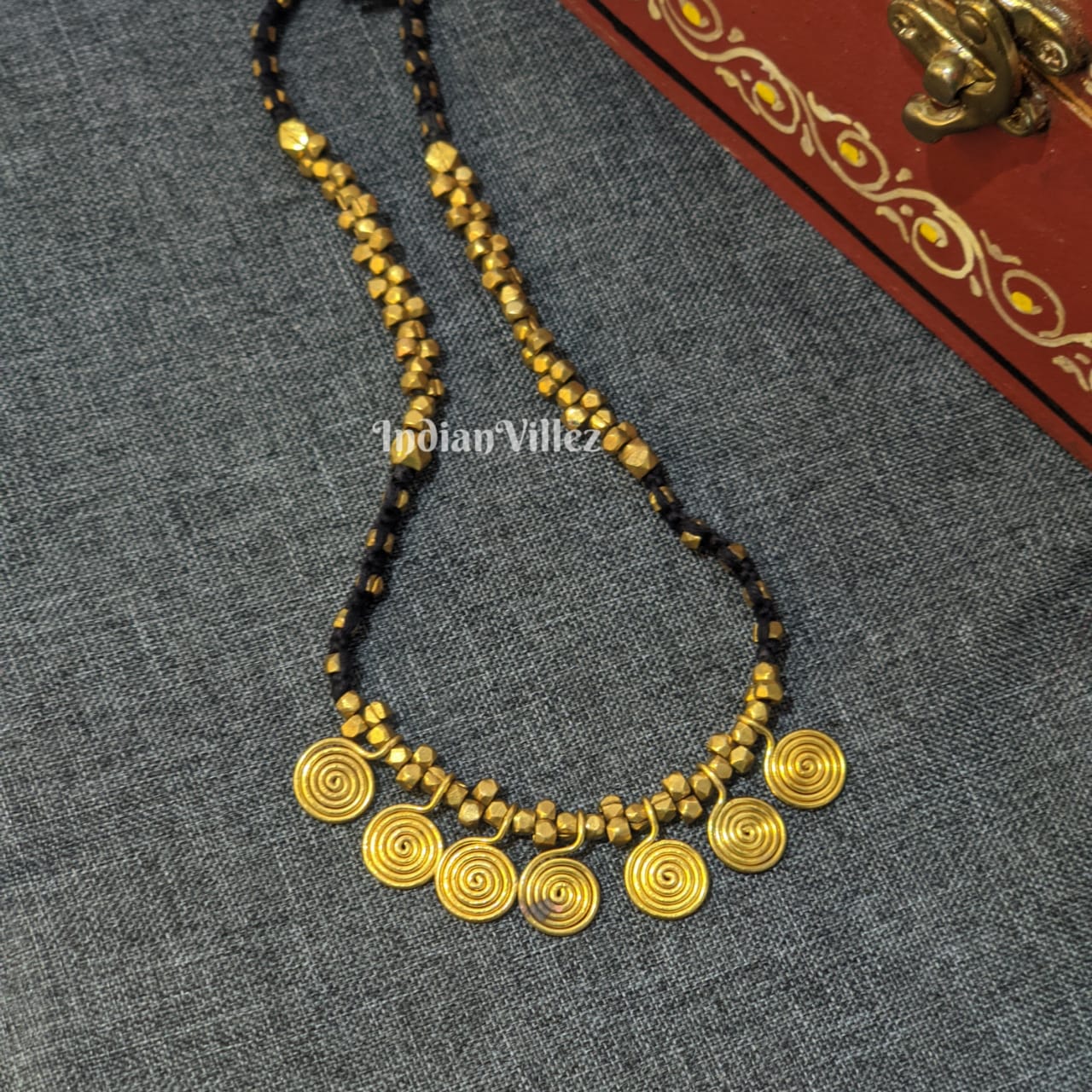 IndianVillèz Spiral Design Handmade Tribal Dokra Jewellery