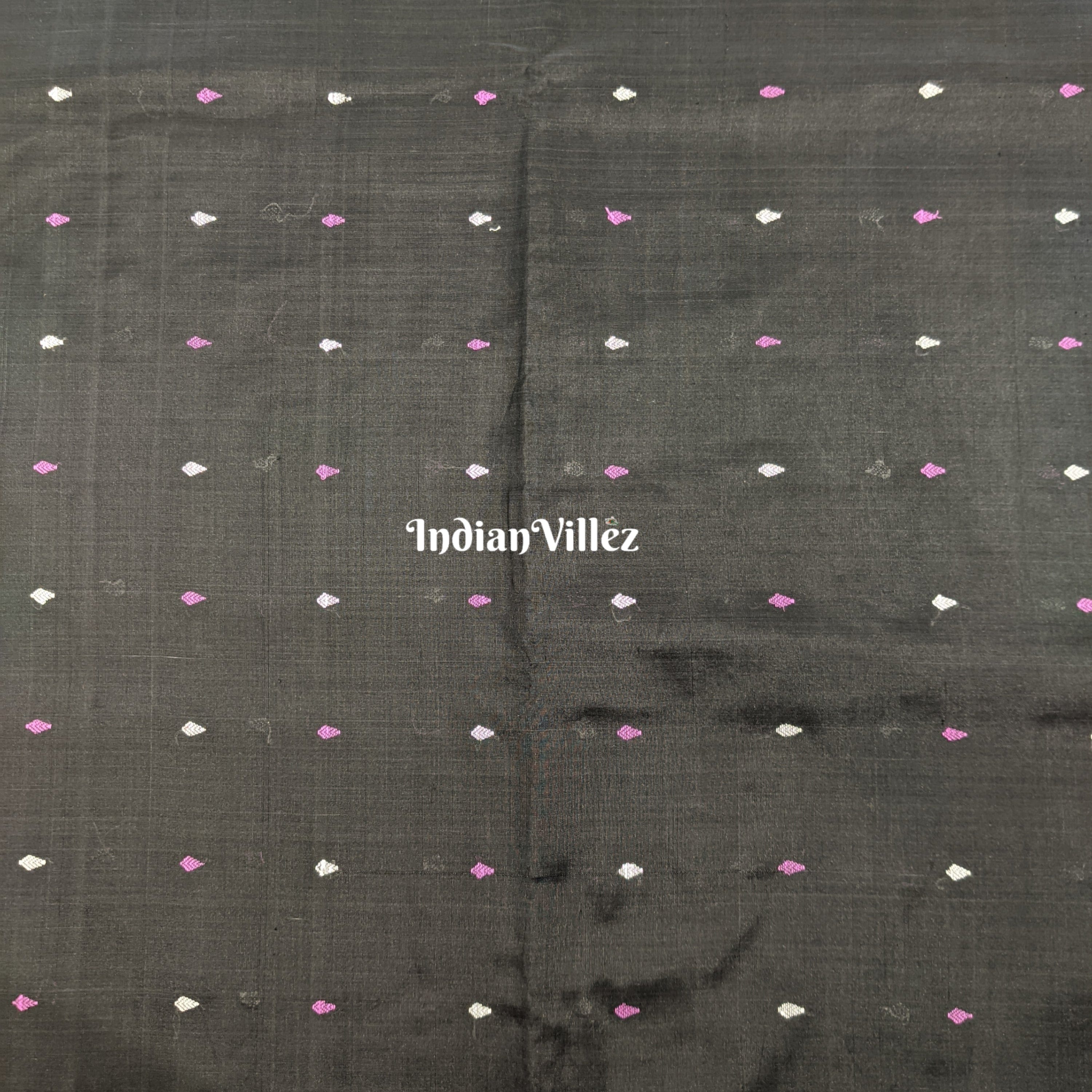 IndianVillèz Black Bomkai Sambalpuri Ikat Silk*Cotton Fabric - view 2
