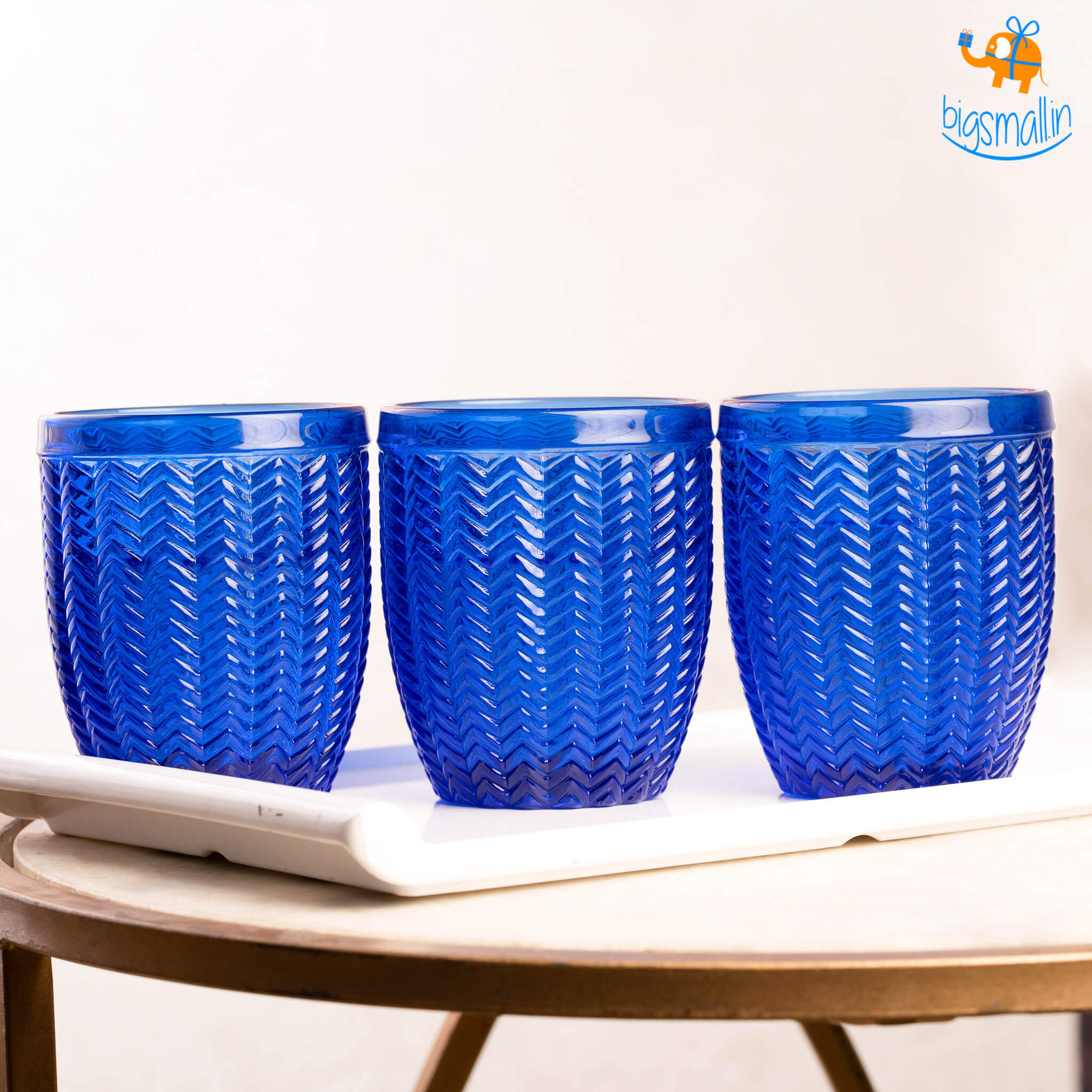 Devnow Azure Textured Glasses - Set of 6 - view 2