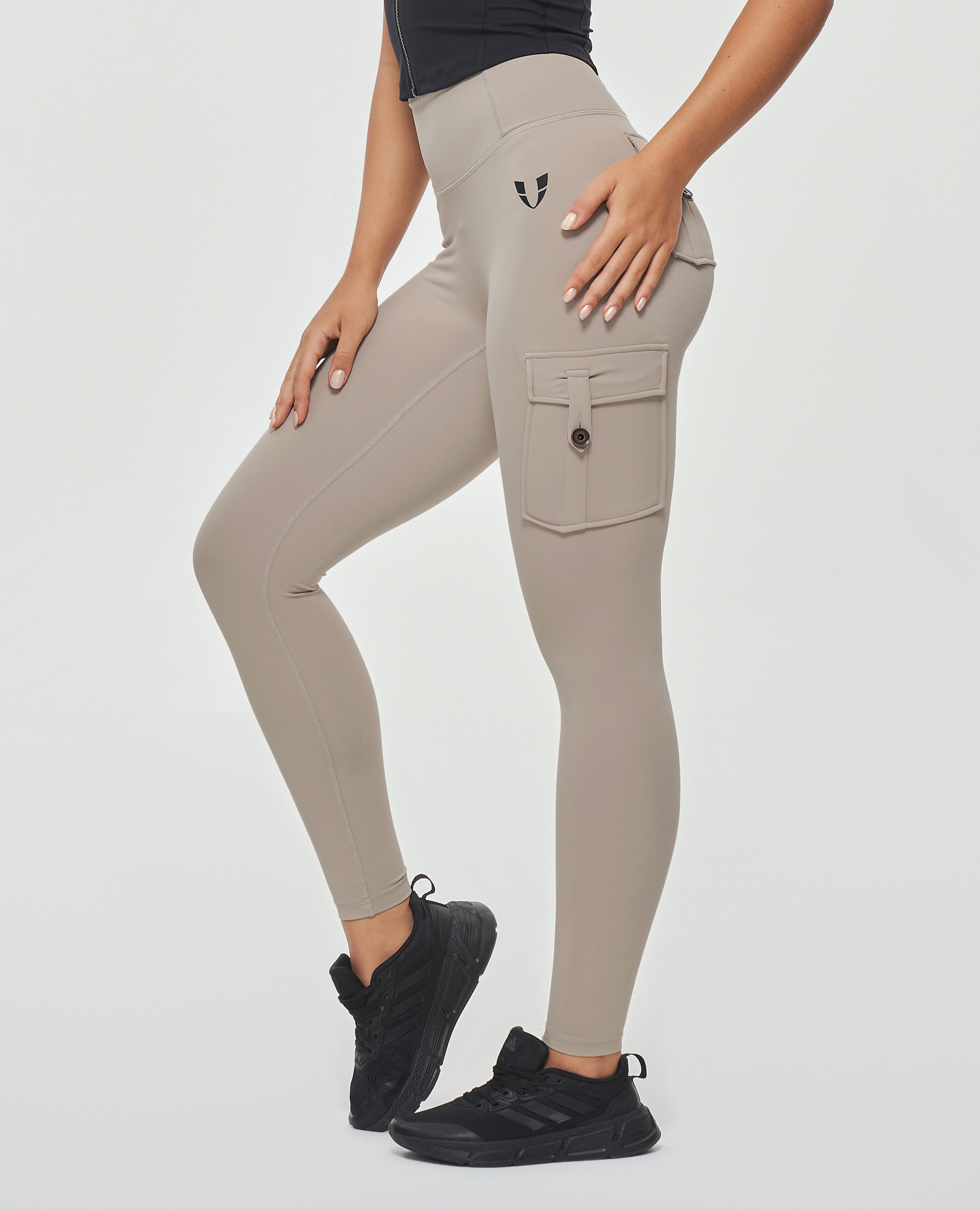 FIRM ABS High Waisted Cargo Leggings - Khaki