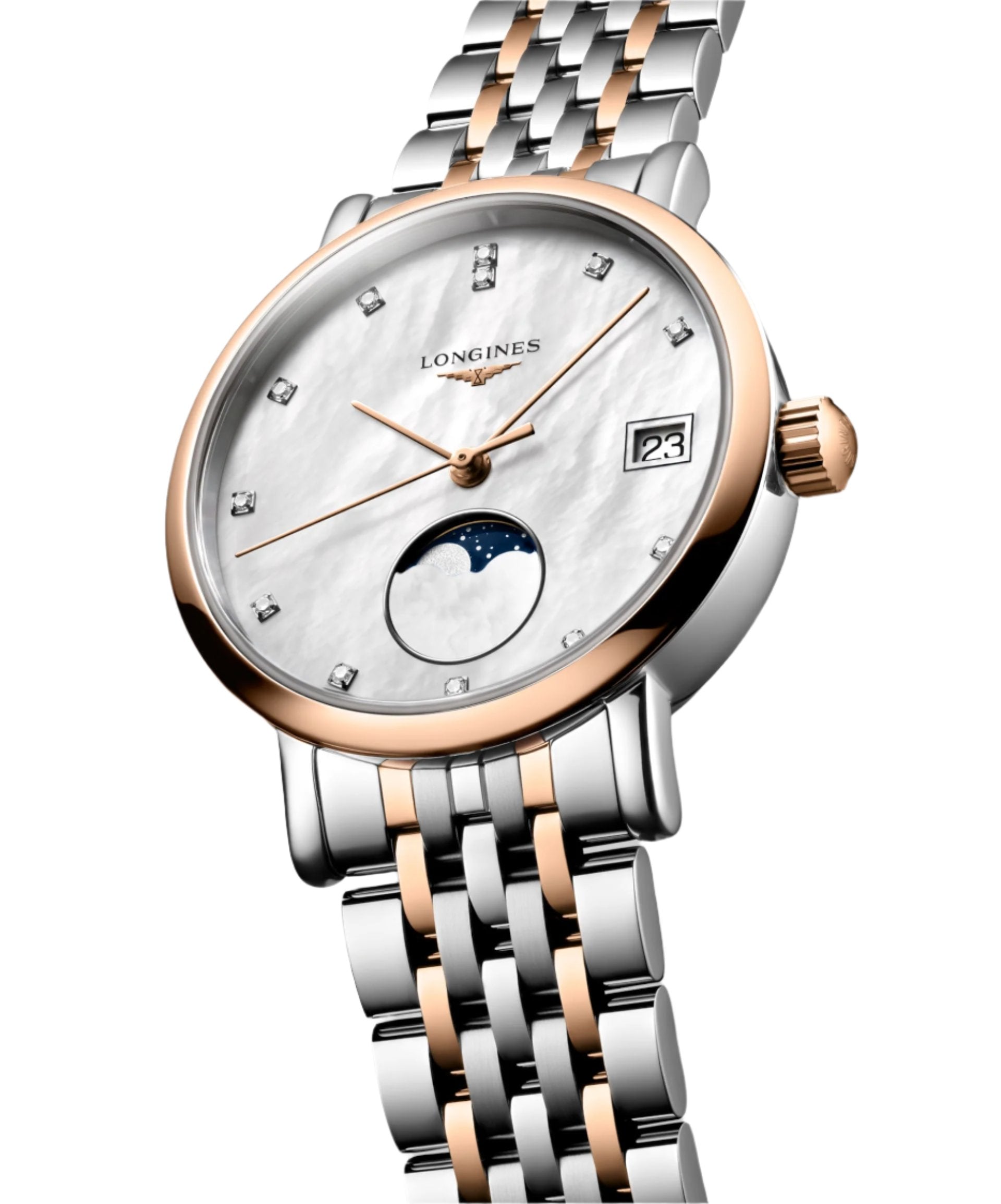 Longines Elegant Moonphase White Mother-Of-Pearl Dial Men 30mm - view 2