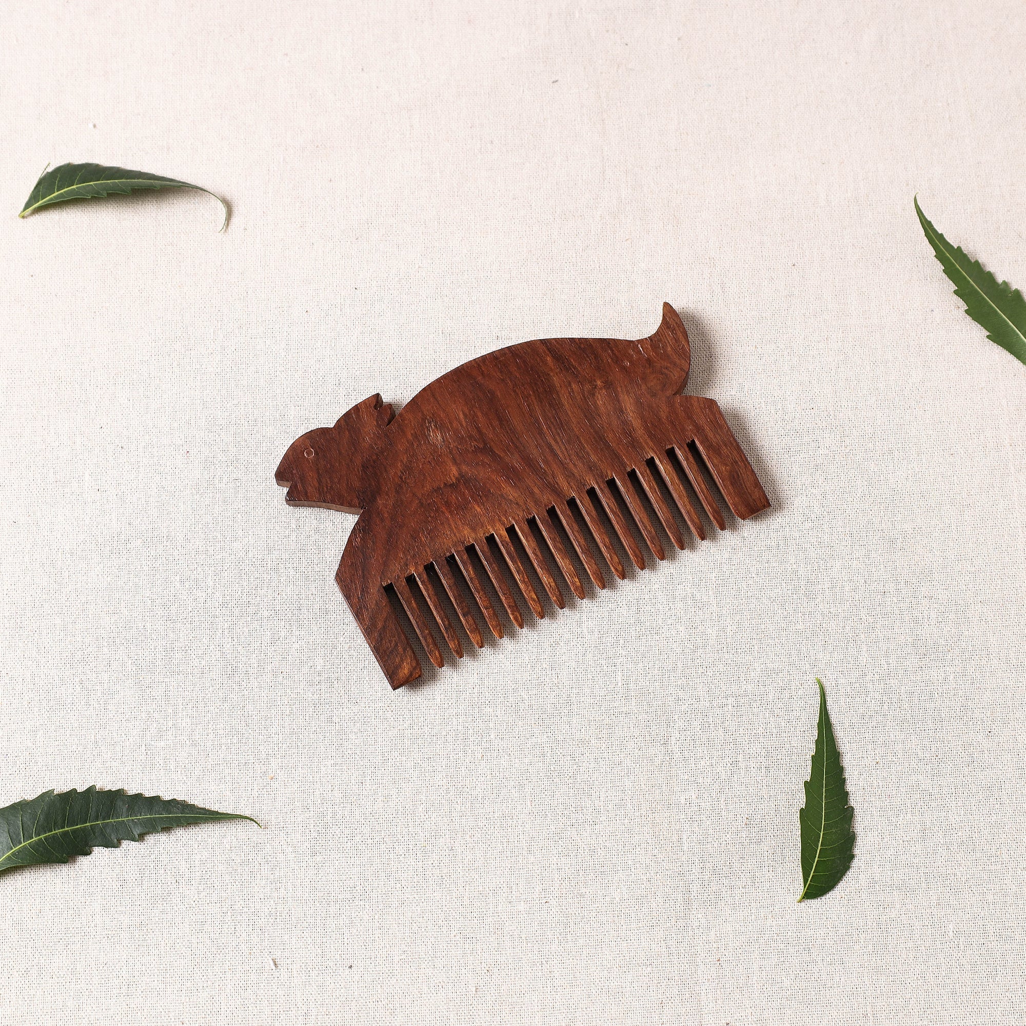 ITOKRI CRAFTS INITIATIVE Bijnor Hand Carved Sheesham Wood Comb (Medium)