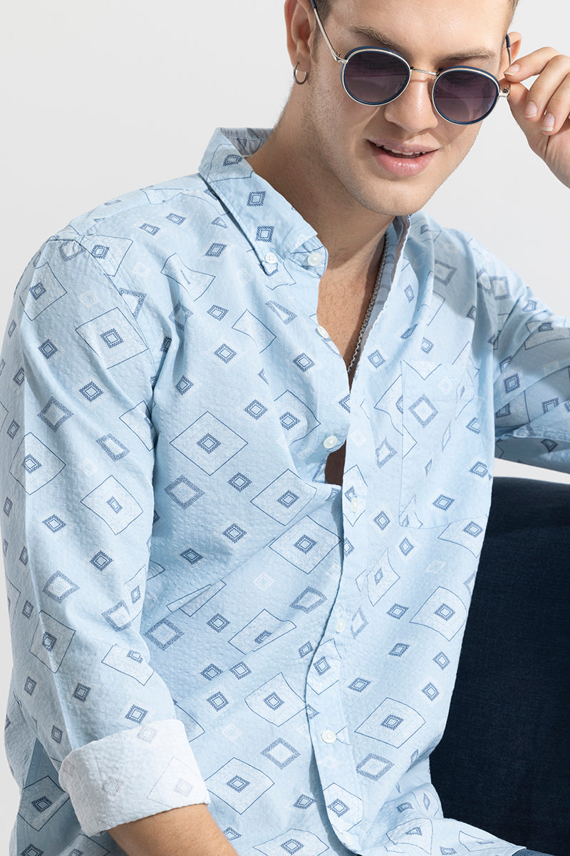 SNITCH Cloister Blue Seersucker Shirt - view 4