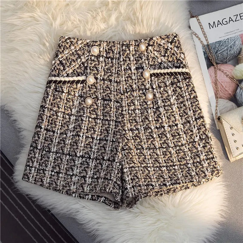 Alamode By Akanksha Kaya Premium Tweed Shorts with Buttons - view 3