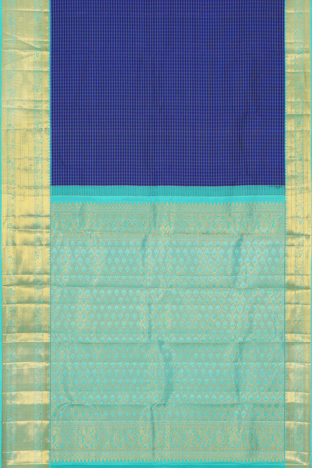 Kalanjali Kanchi Pattu Royal Blue Saree – Women's - view 3