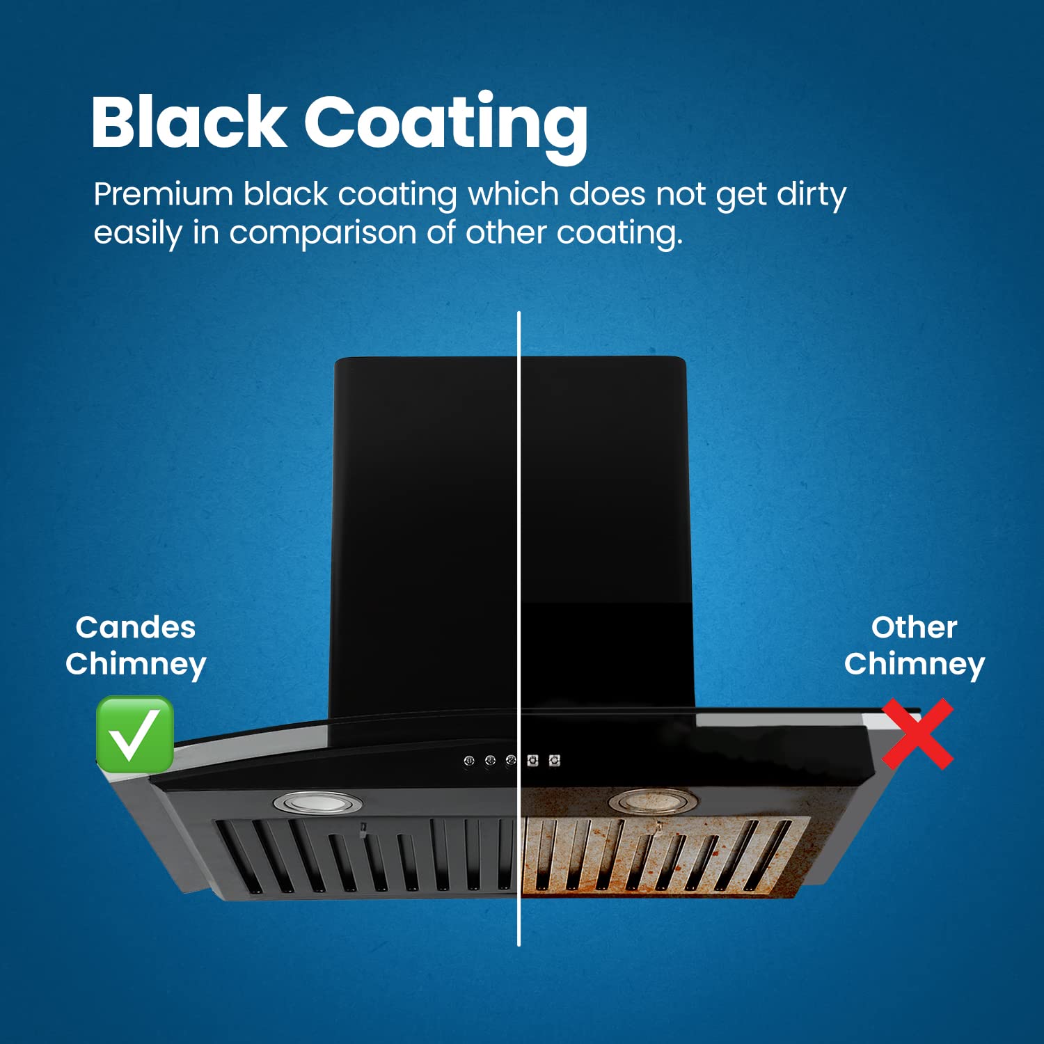 Candes Blaze Kitchen Chimney 60 Cms with Powerful 1100 m3/h Suction| Stainless Steel Baffle Filter | Curved Glass |Oil Collector |Anti-Fingerprint & B - view 4