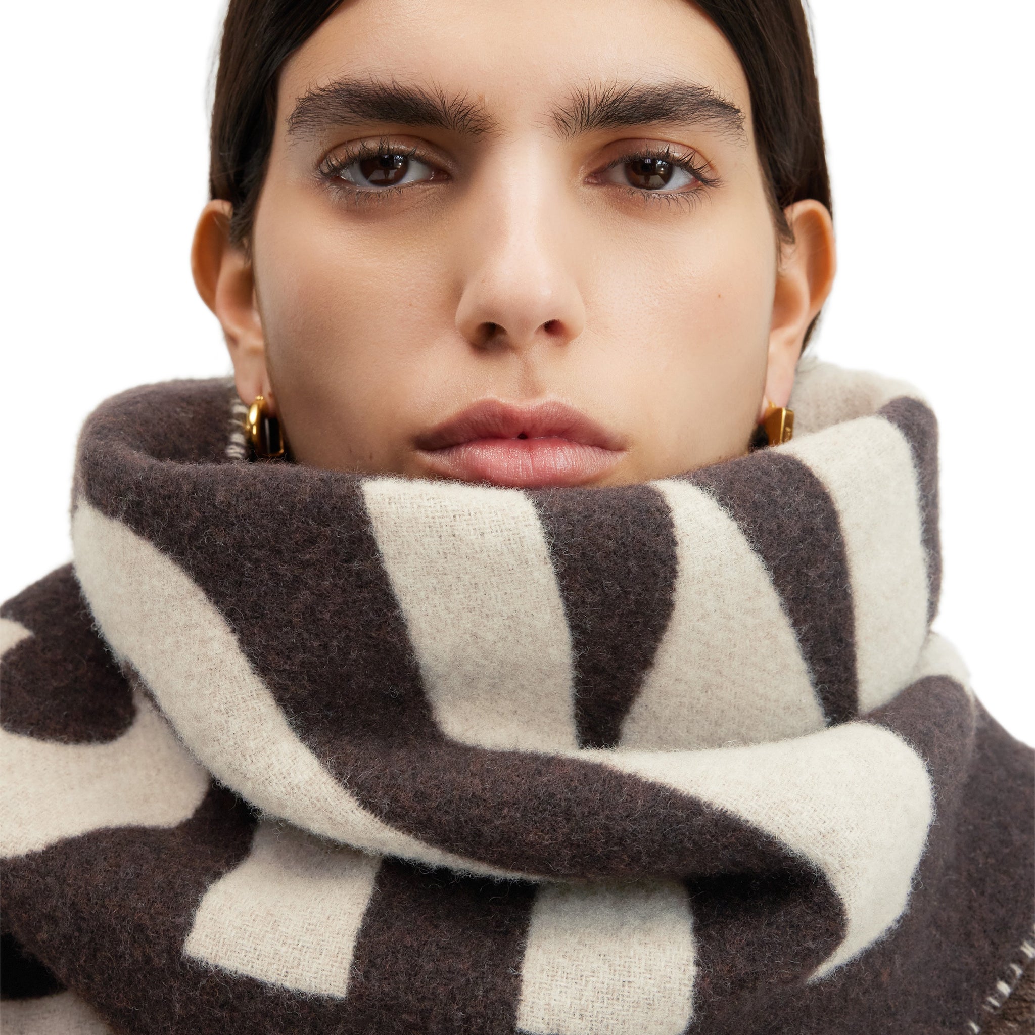 Jacquemus L'echarpe Fringe Logo Multi-Brown Scarf - view 4