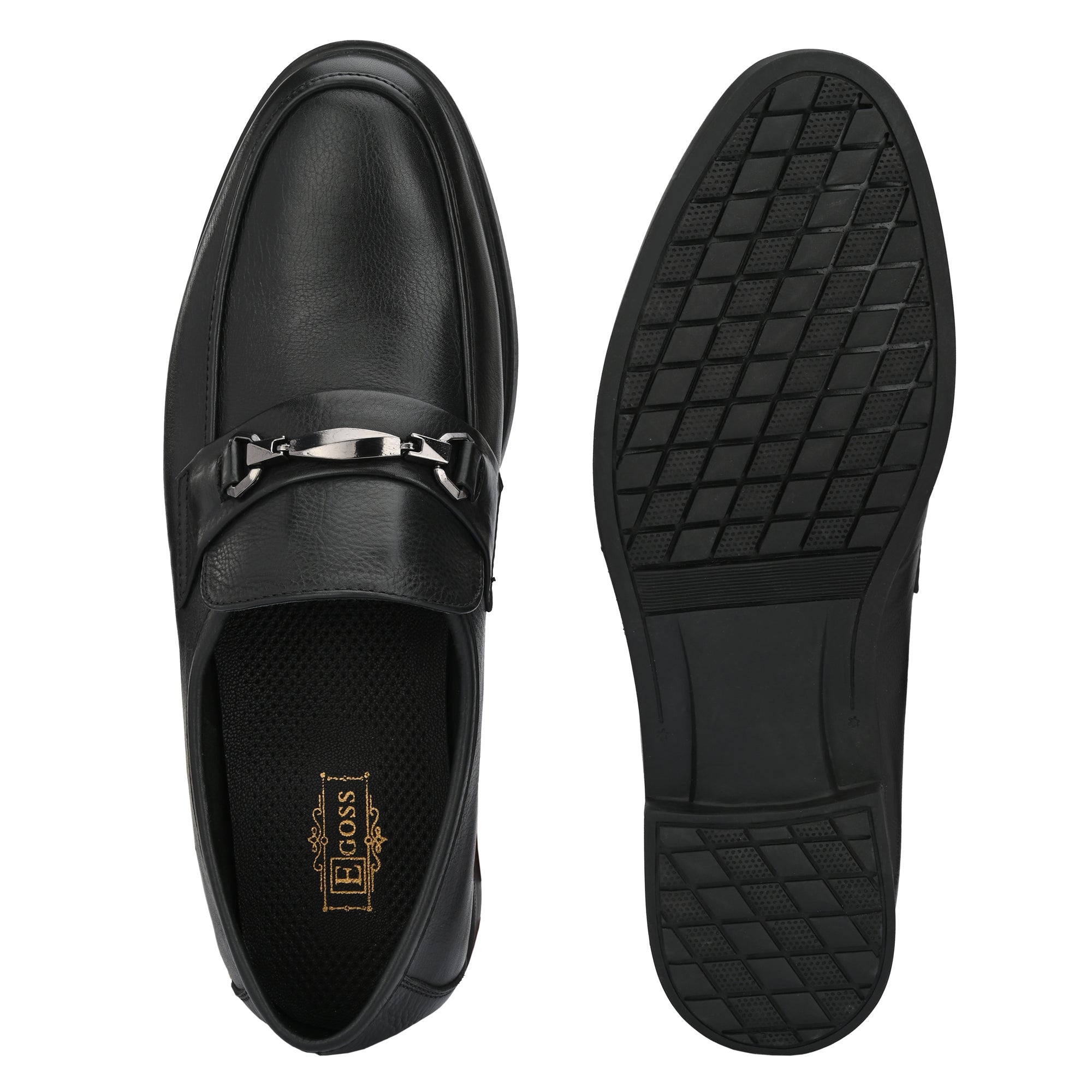 egoss-shoes Egoss Leather Buckled Slip On Shoes For Men
