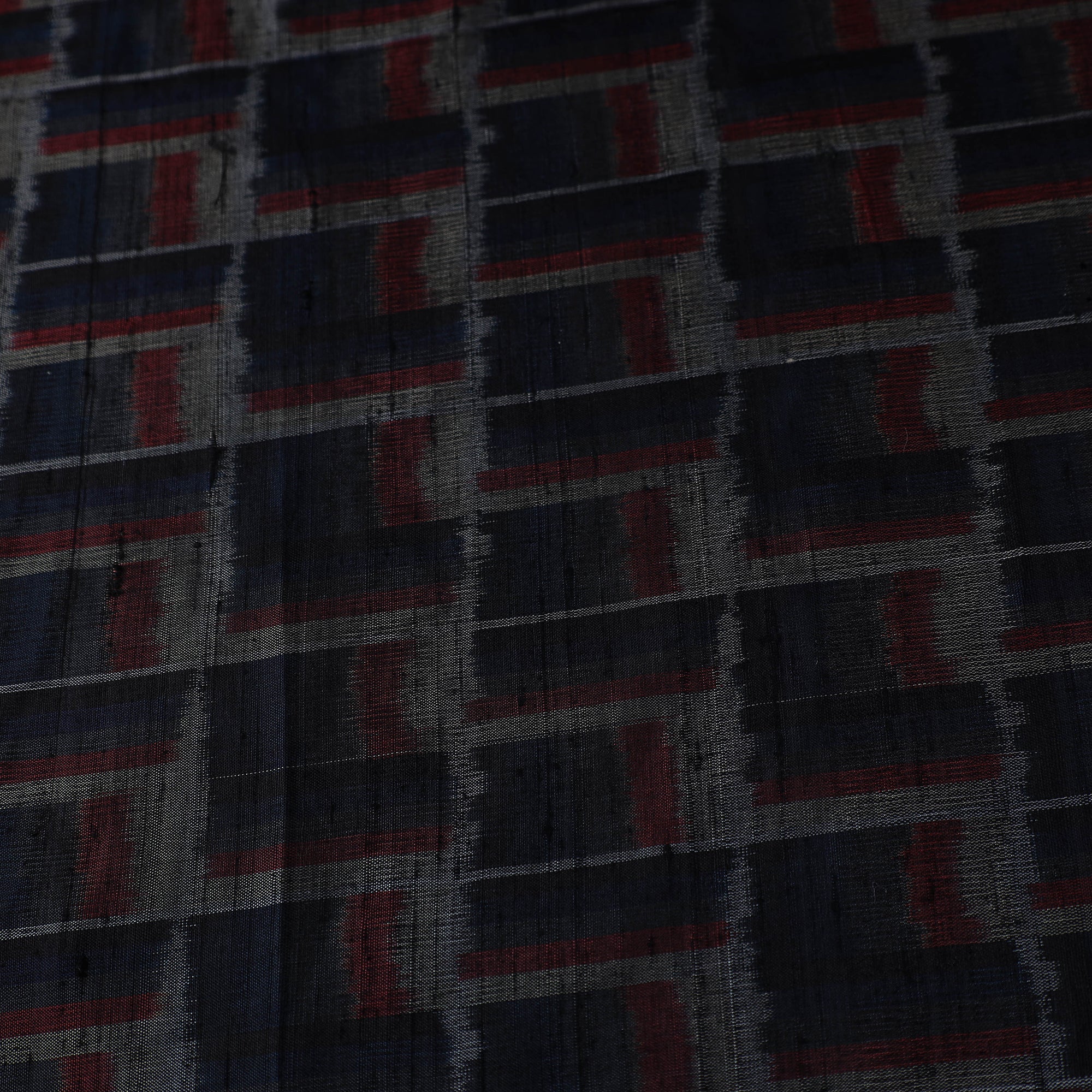 SOUTH KARGHA Black - Handloom Raw Silk Pochampally Ikat Fabric 29 - view 5