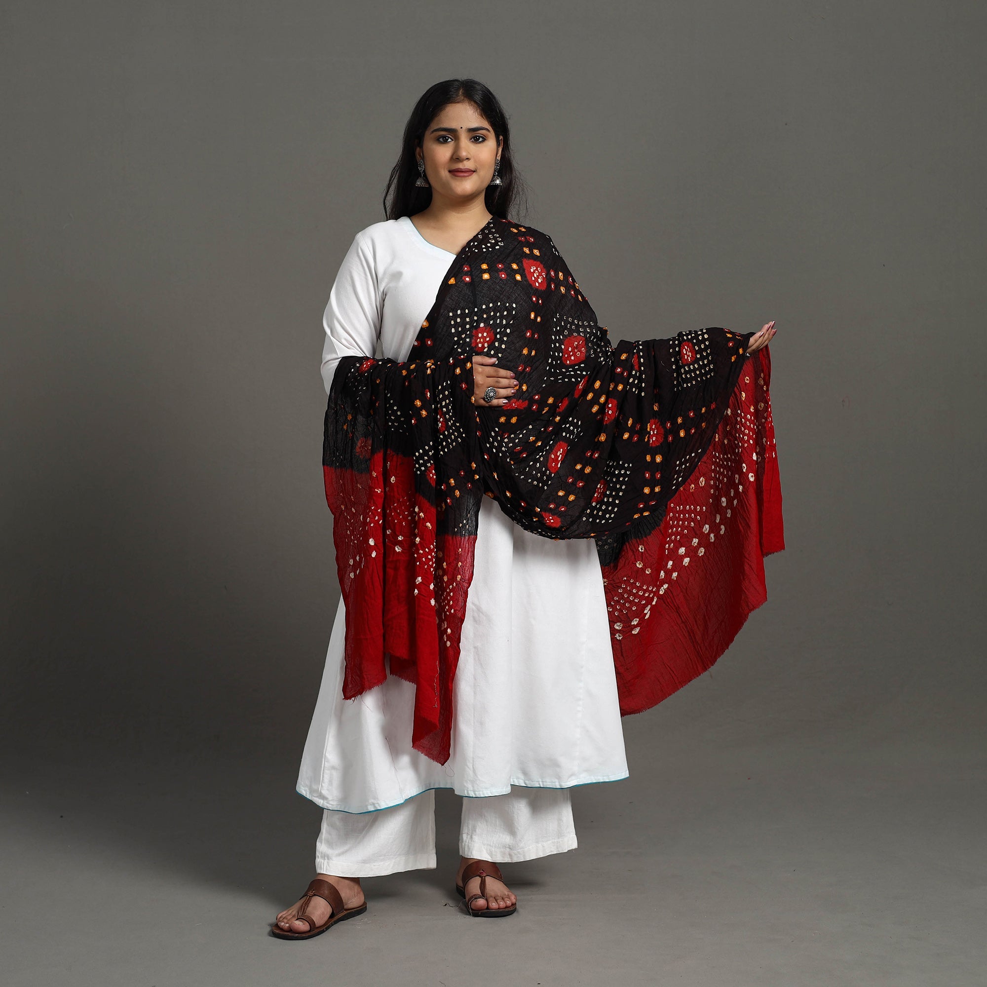 KACHCHH JI CHHAAP Black - Kutch Tie-Dye Cotton Bandhani Dupatta 02