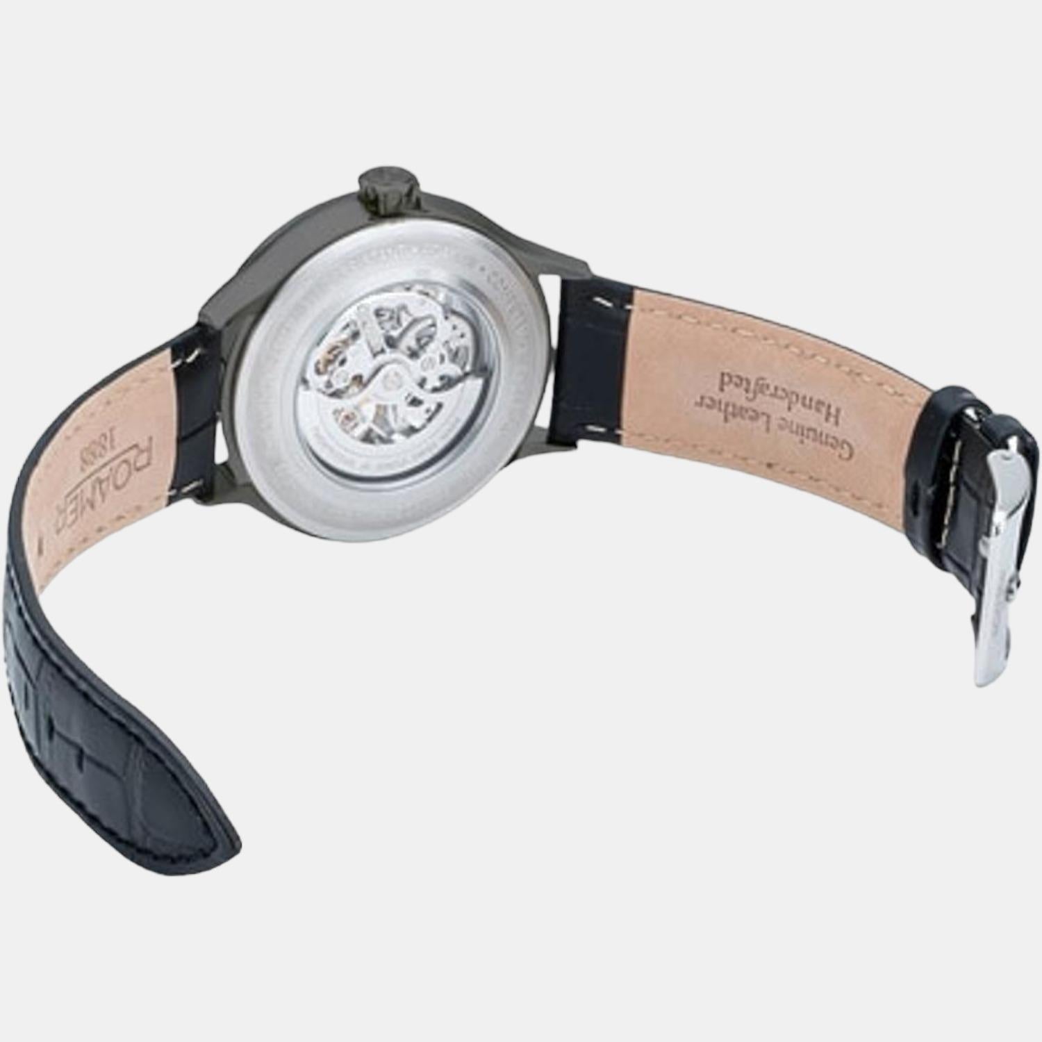 Roamer Competence Skeleton Men Automatic Black Dial Analog Leather Watch 101663 40 55 05N - view 2