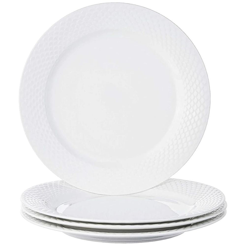 Clay Craft Ceramic Basic Dinner Plate Ripple | White | Set of 4 Pcs - view 2