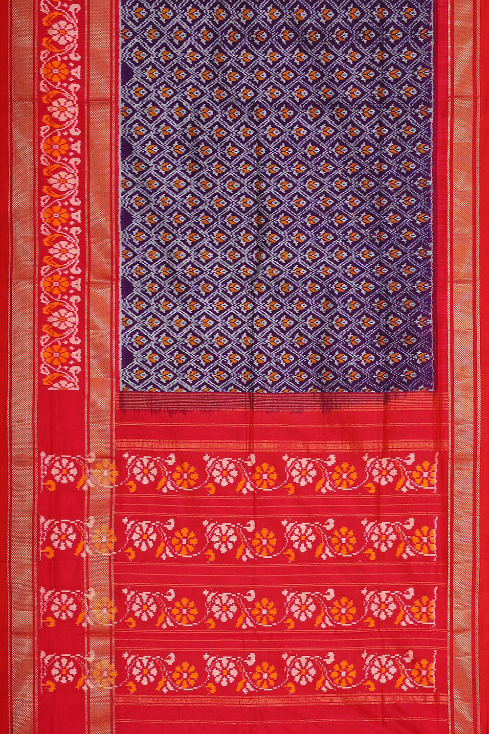Kalanjali Ikat Silk Violet Saree – Women's - view 3