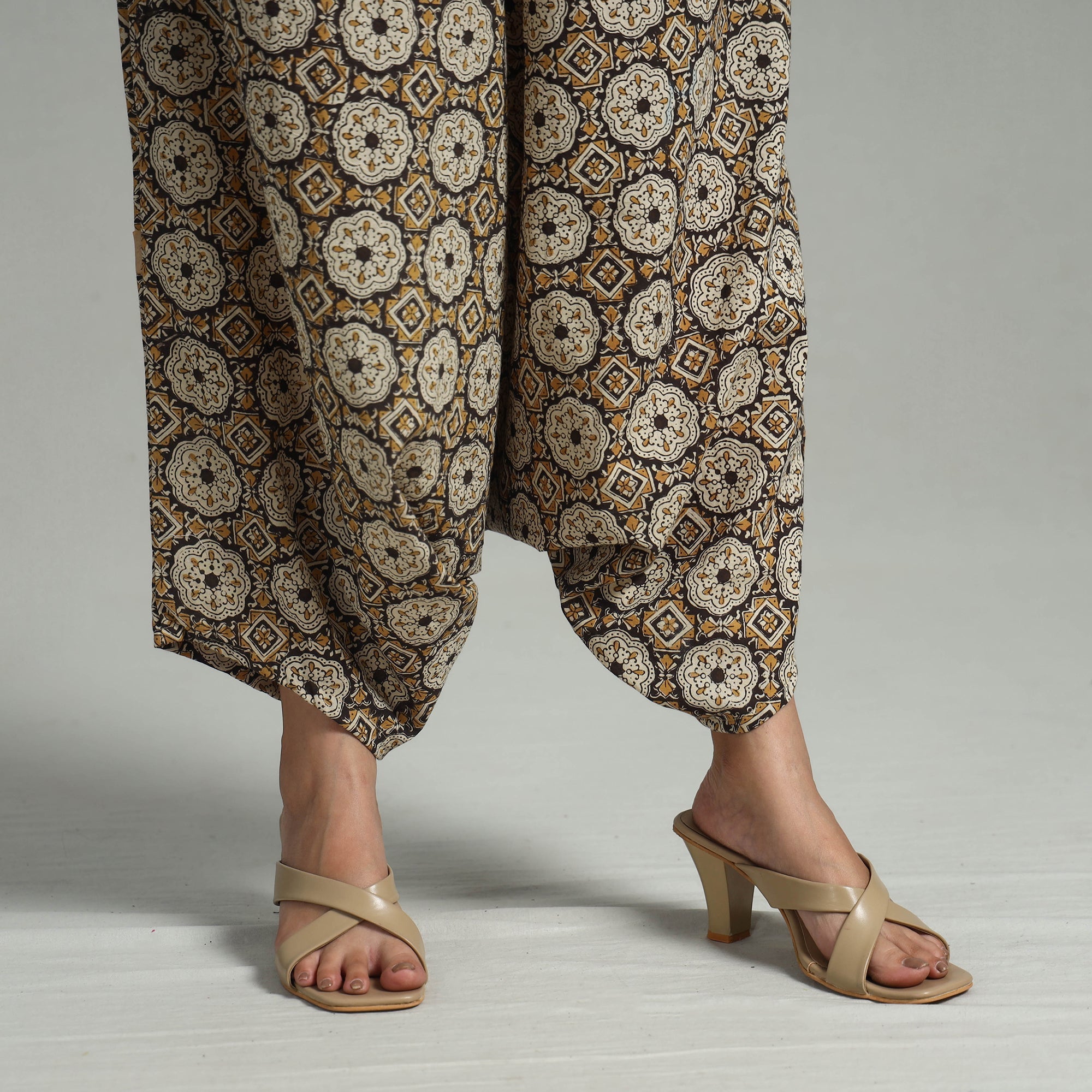 ITOKRI CASUALS Brown - Bagru Block Print Cotton Elasticated Harem Pant 13 - view 5